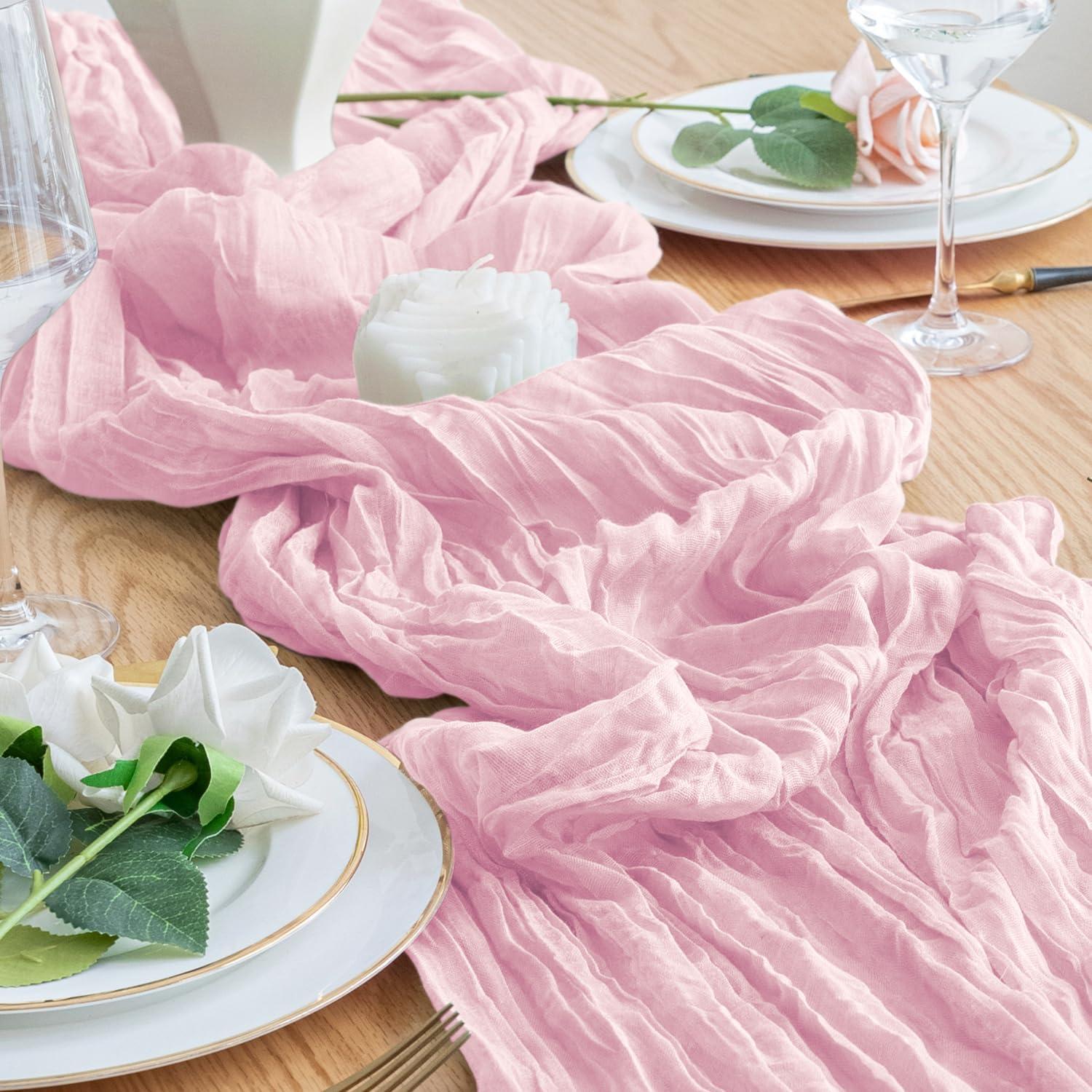 Camino de Mesa Cheesecloth 3 Piezas Rosa Sonrojado 365.76cm