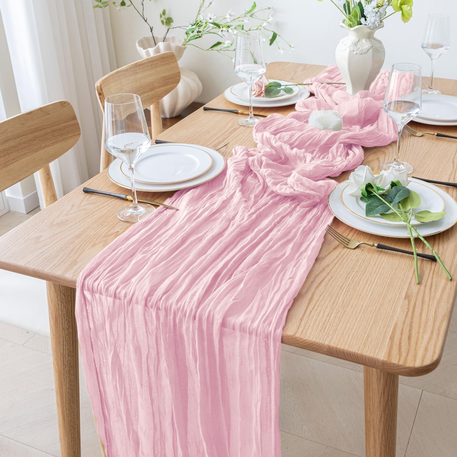 Camino de Mesa Cheesecloth 3 Piezas Rosa Sonrojado 365.76cm