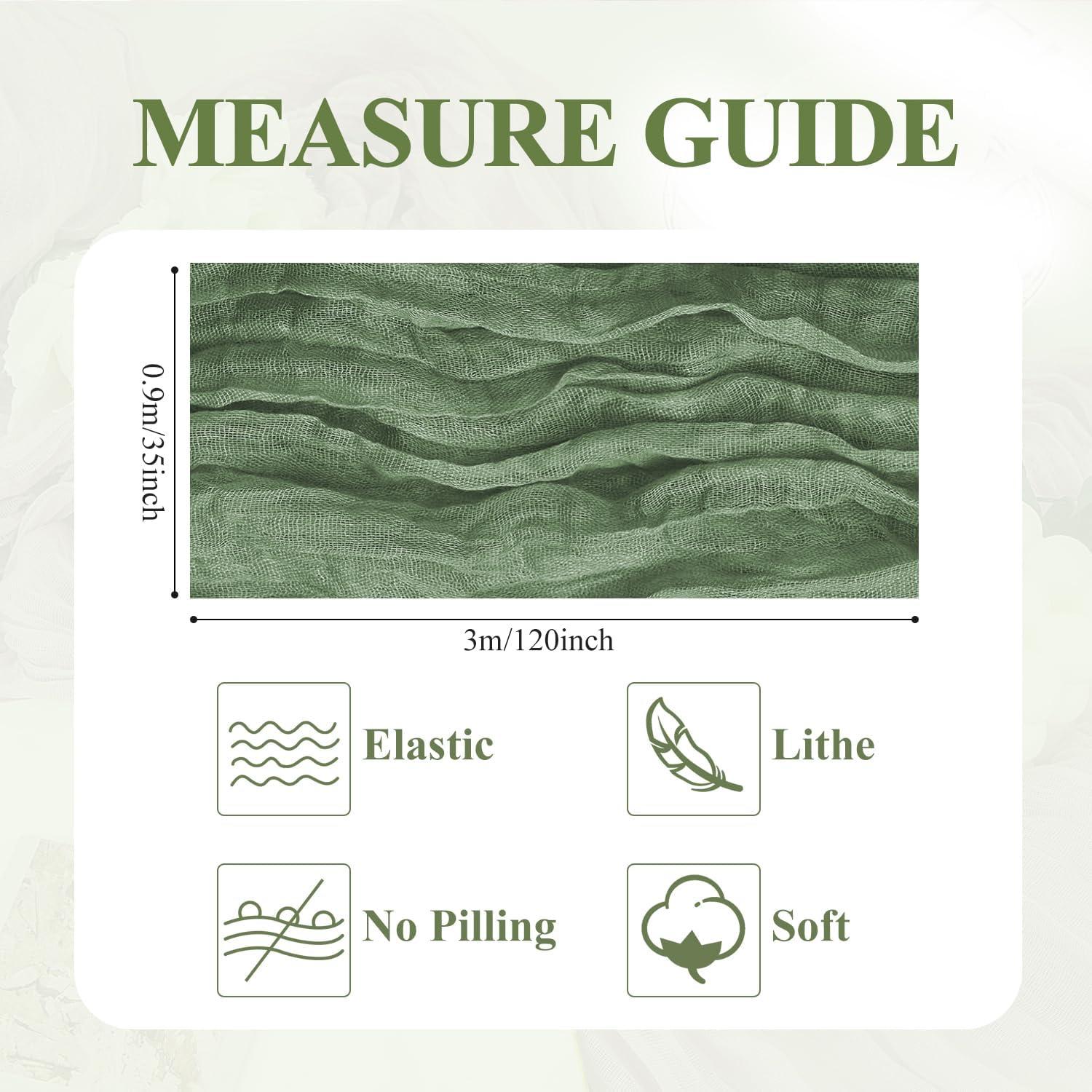 Mantel de Gasa 3 Piezas Asee'm 305x89 cm Verde Salvia