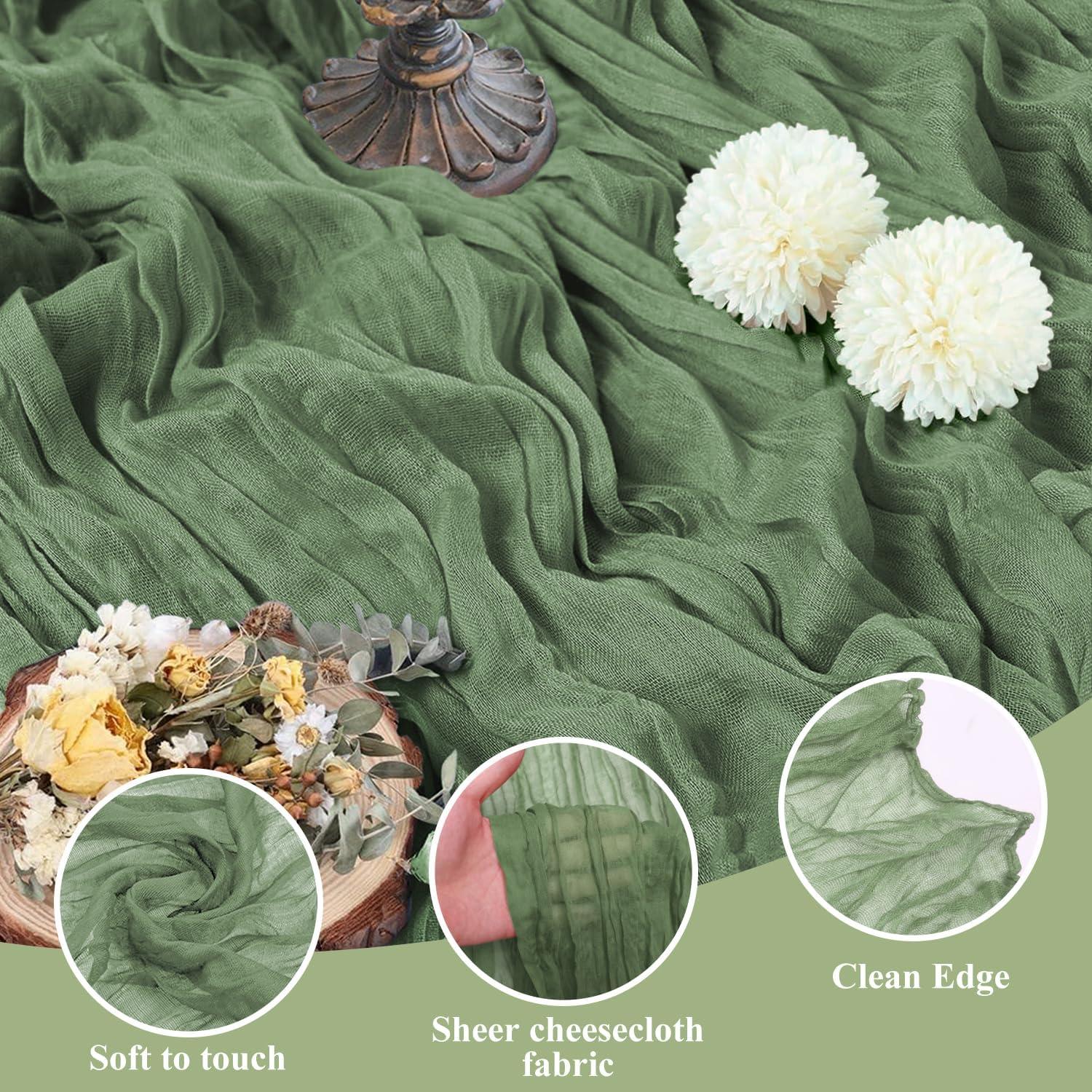 Mantel de Gasa 3 Piezas Asee'm 305x89 cm Verde Salvia