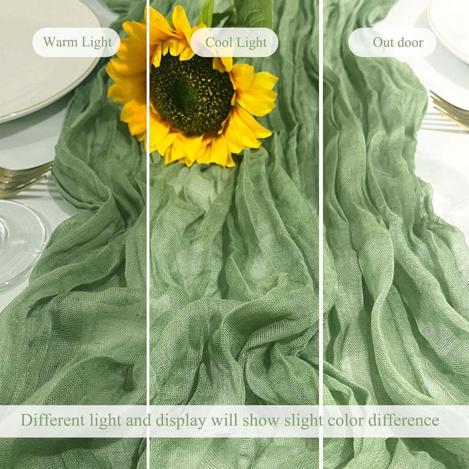 Paquete de 12 Caminos de Mesa de Gasa Verde Salvia 55x300cm