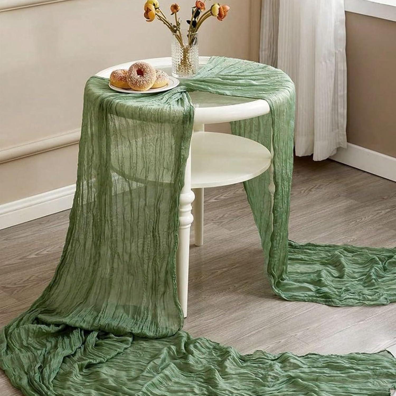 Paquete de 12 Caminos de Mesa de Gasa Verde Salvia 55x300cm