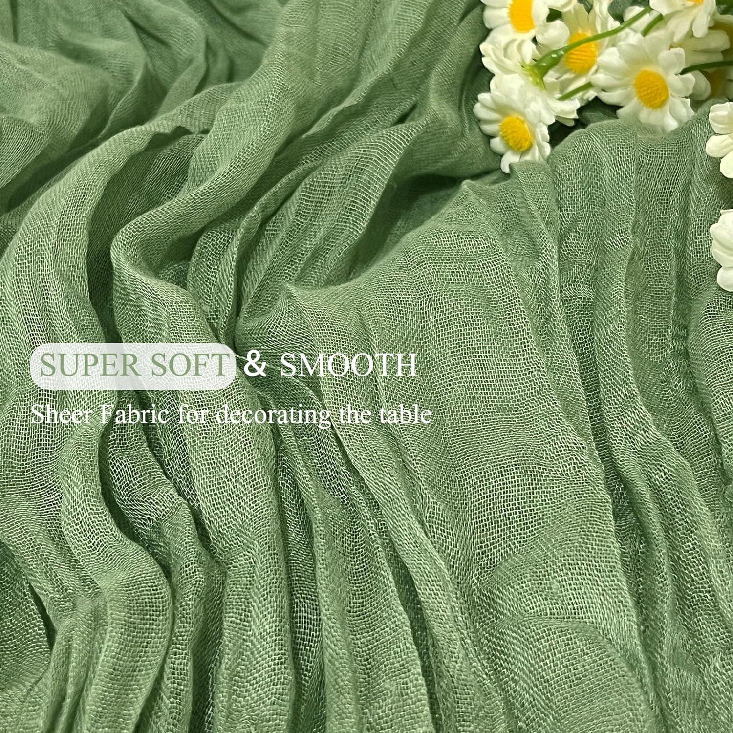 Paquete de 12 Caminos de Mesa de Gasa Verde Salvia 55x300cm
