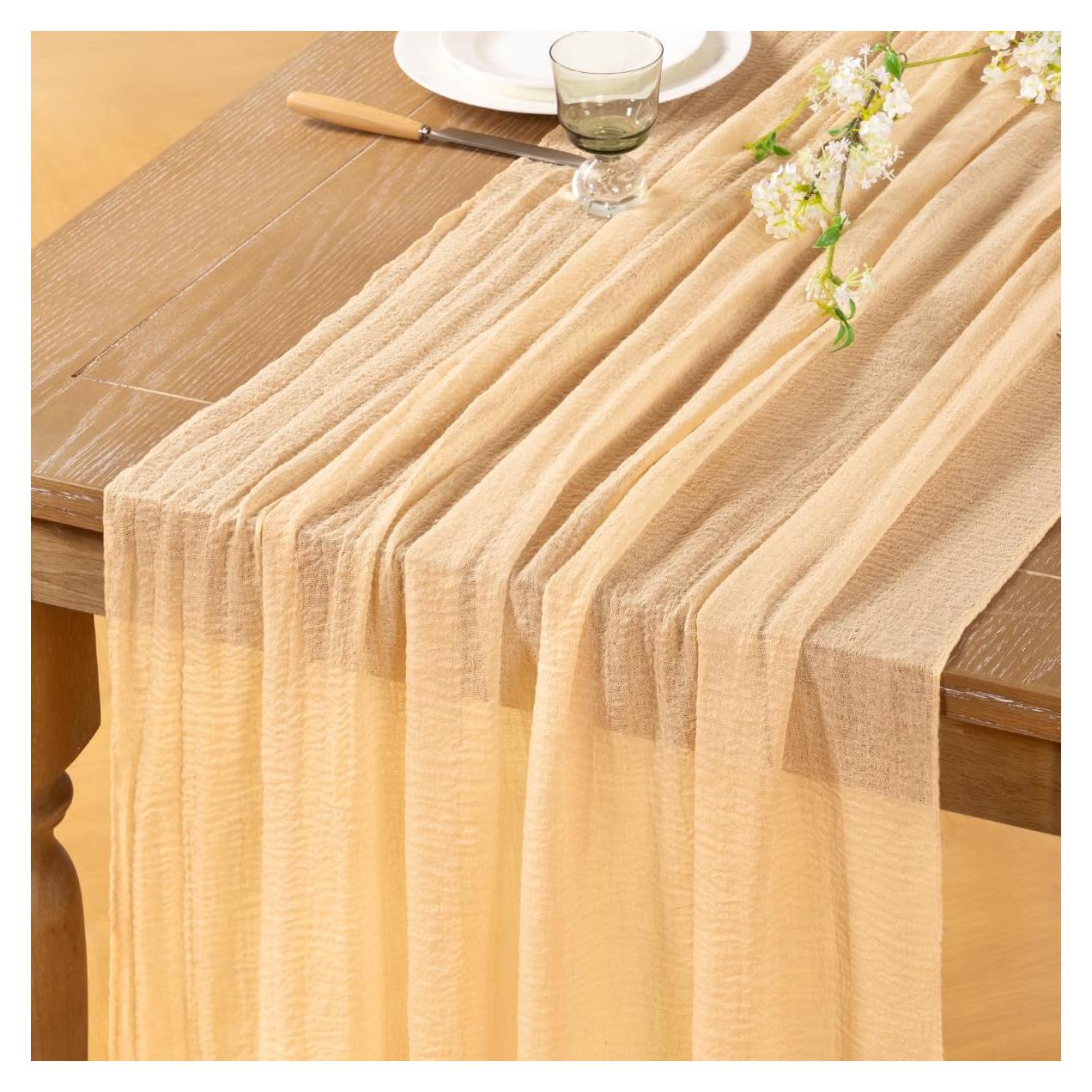 Caminito de Mesa Boho DeZerlor Gasa Champagne 2 Piezas 120 cm