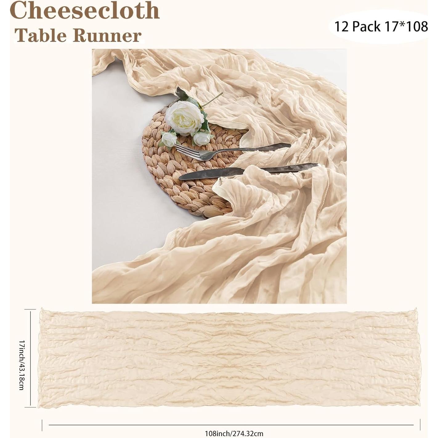 Camino de Mesa Cheesecloth 12 Piezas Bailarina 43x274 cm Marfil