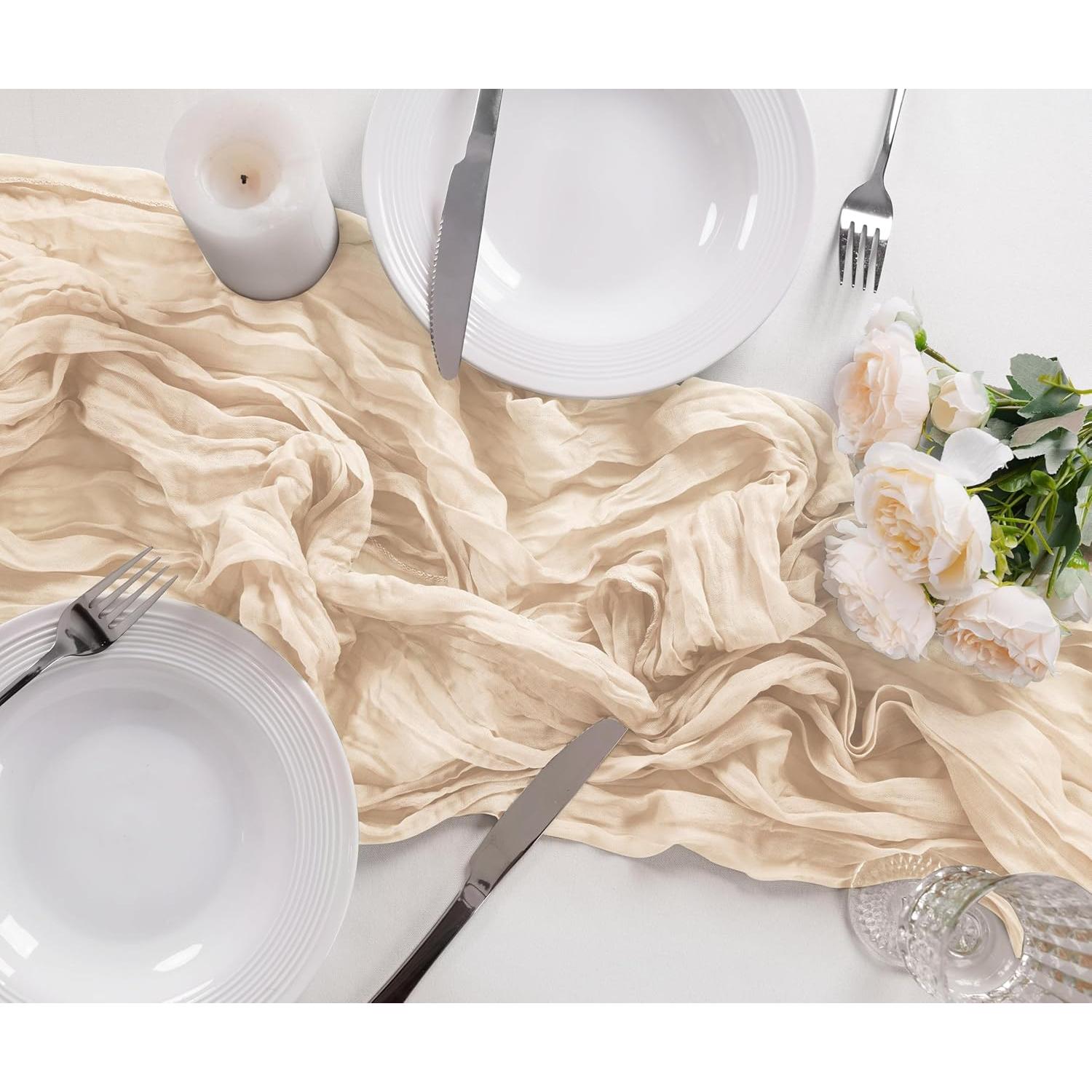 Camino de Mesa Cheesecloth 12 Piezas Bailarina 43x274 cm Marfil