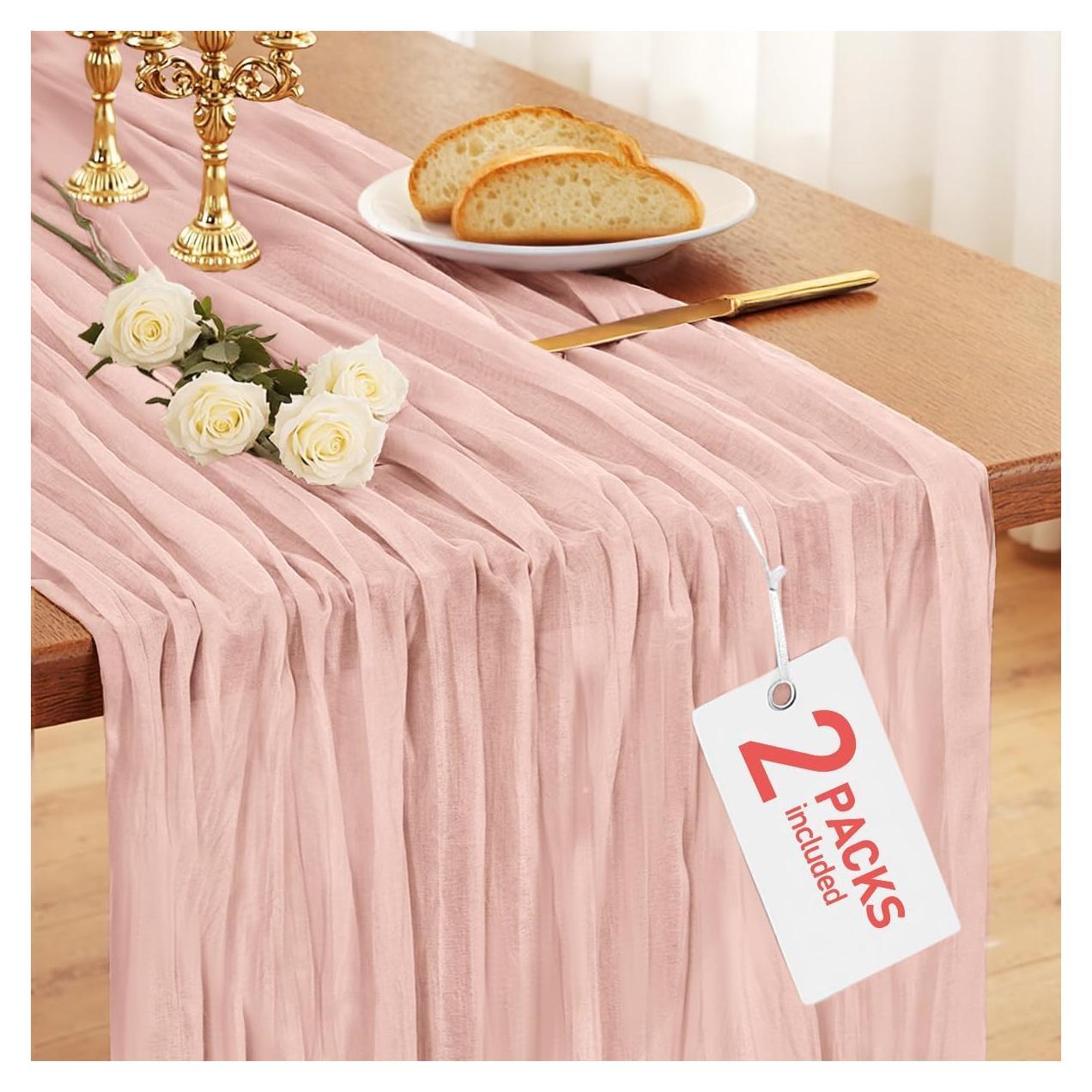 Camino de Mesa Cheesecloth Pureegg 2 Piezas Rosa Polvoriento 35x120 cm