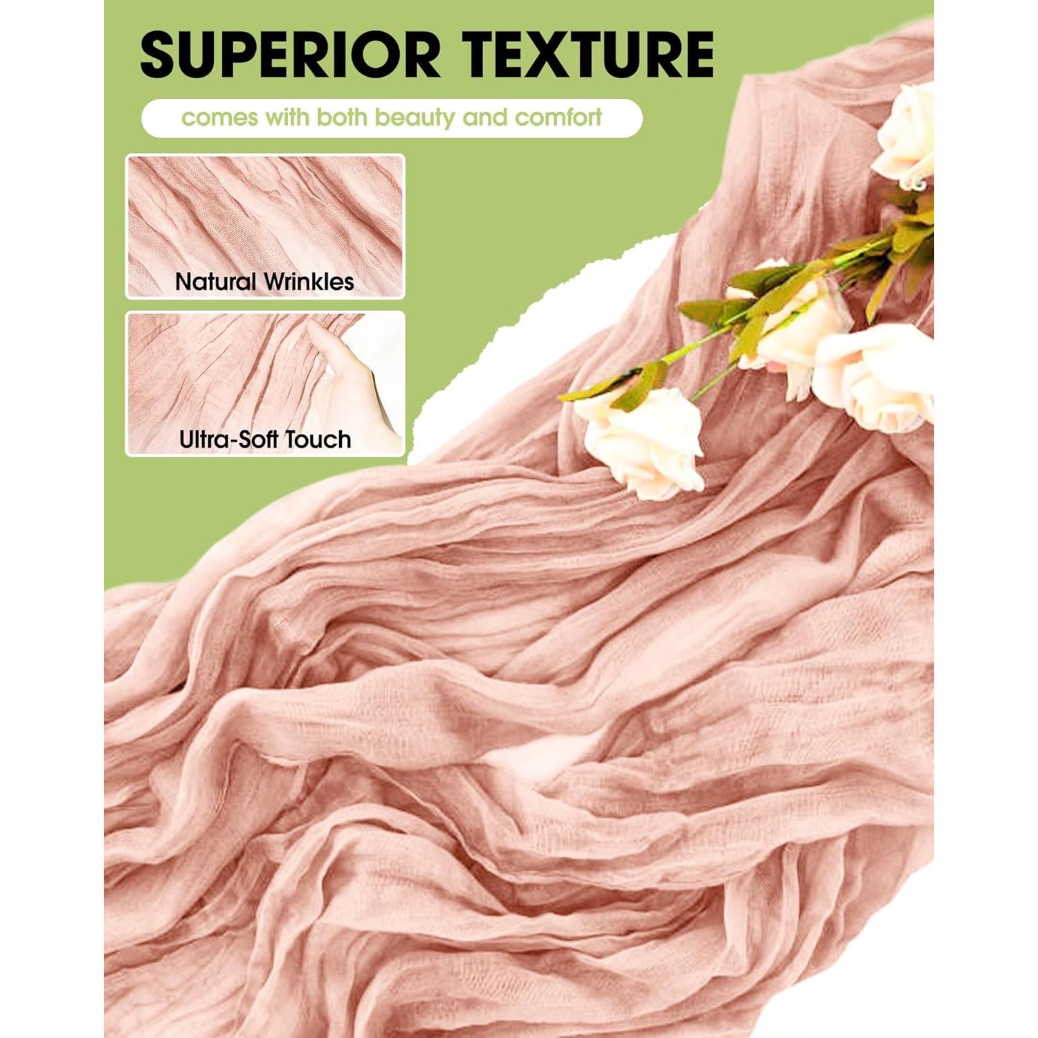 Camino de Mesa Cheesecloth Pureegg 2 Piezas Rosa Polvoriento 35x120 cm