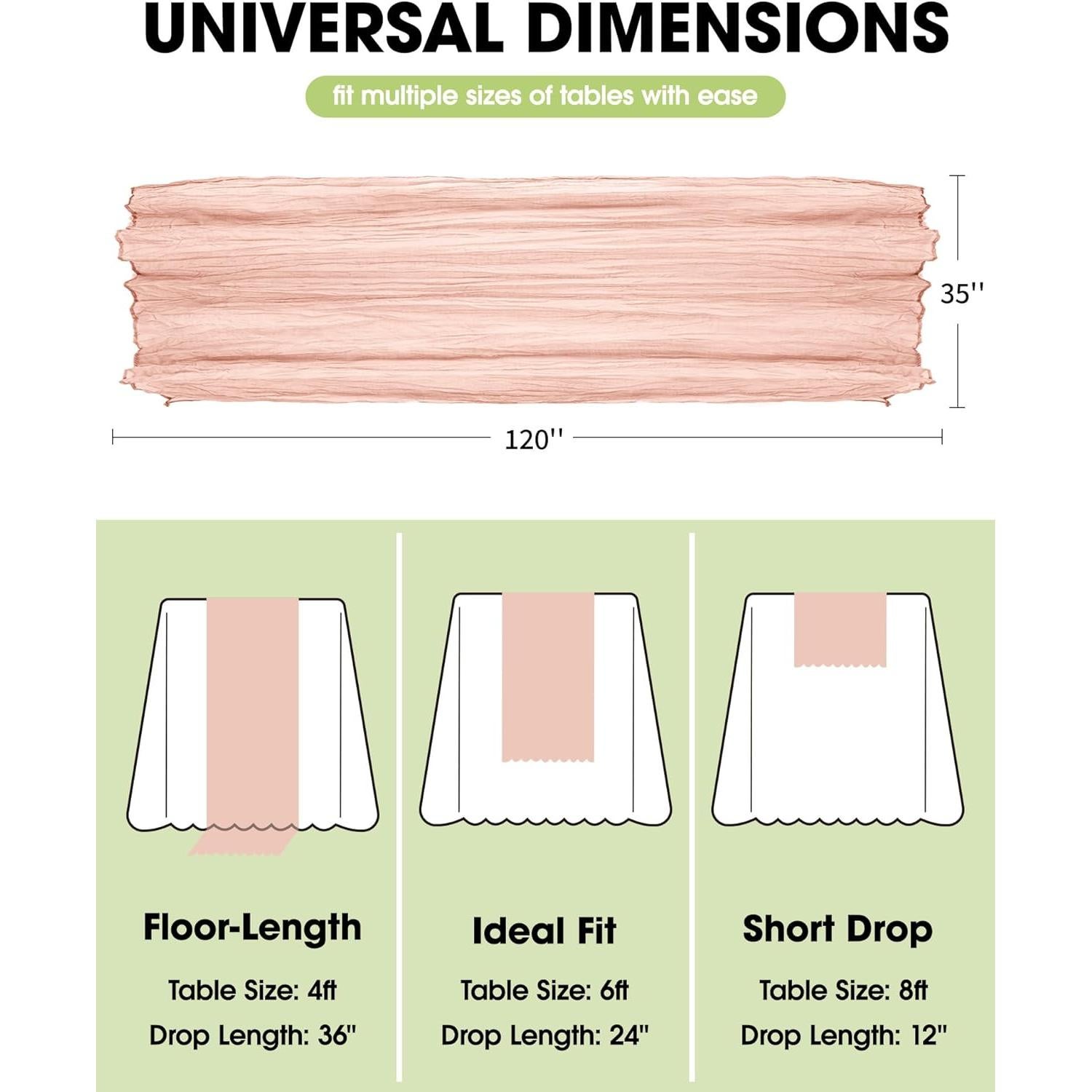 Camino de Mesa Cheesecloth Pureegg 2 Piezas Rosa Polvoriento 35x120 cm