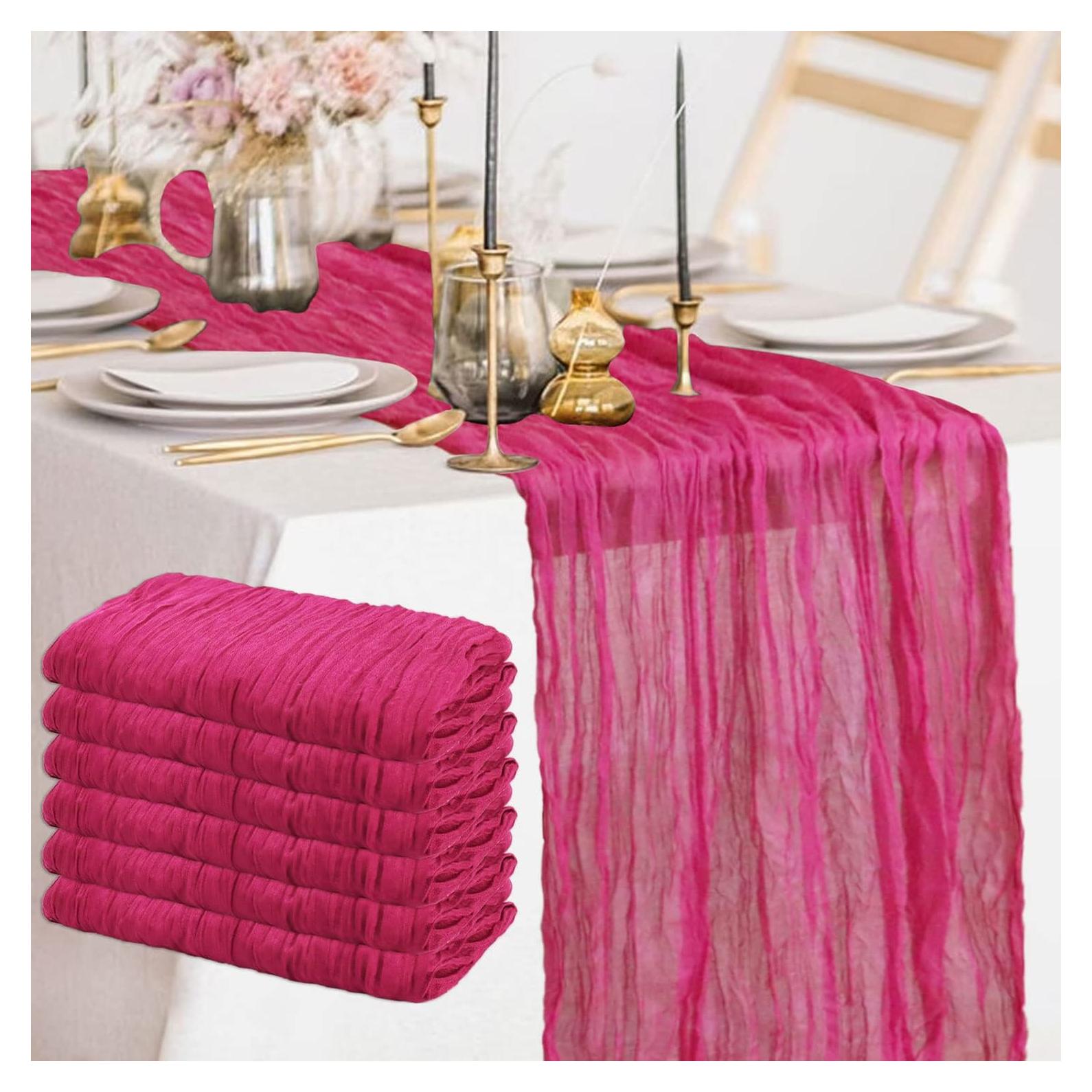 Caminito de Mesa de Gasa de Queso Rosa Fucsia 6 Paquete 3 m
