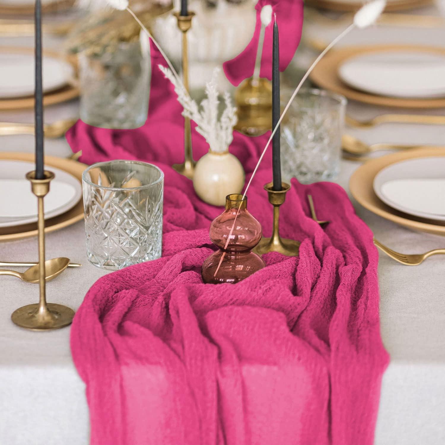 Caminito de Mesa de Gasa de Queso Rosa Fucsia 6 Paquete 3 m