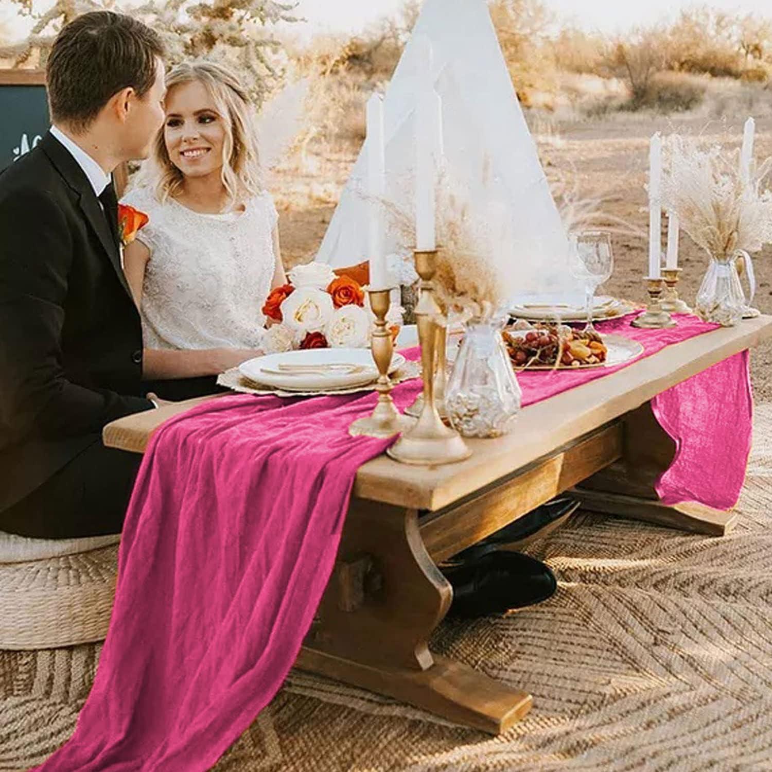 Caminito de Mesa de Gasa de Queso Rosa Fucsia 6 Paquete 3 m