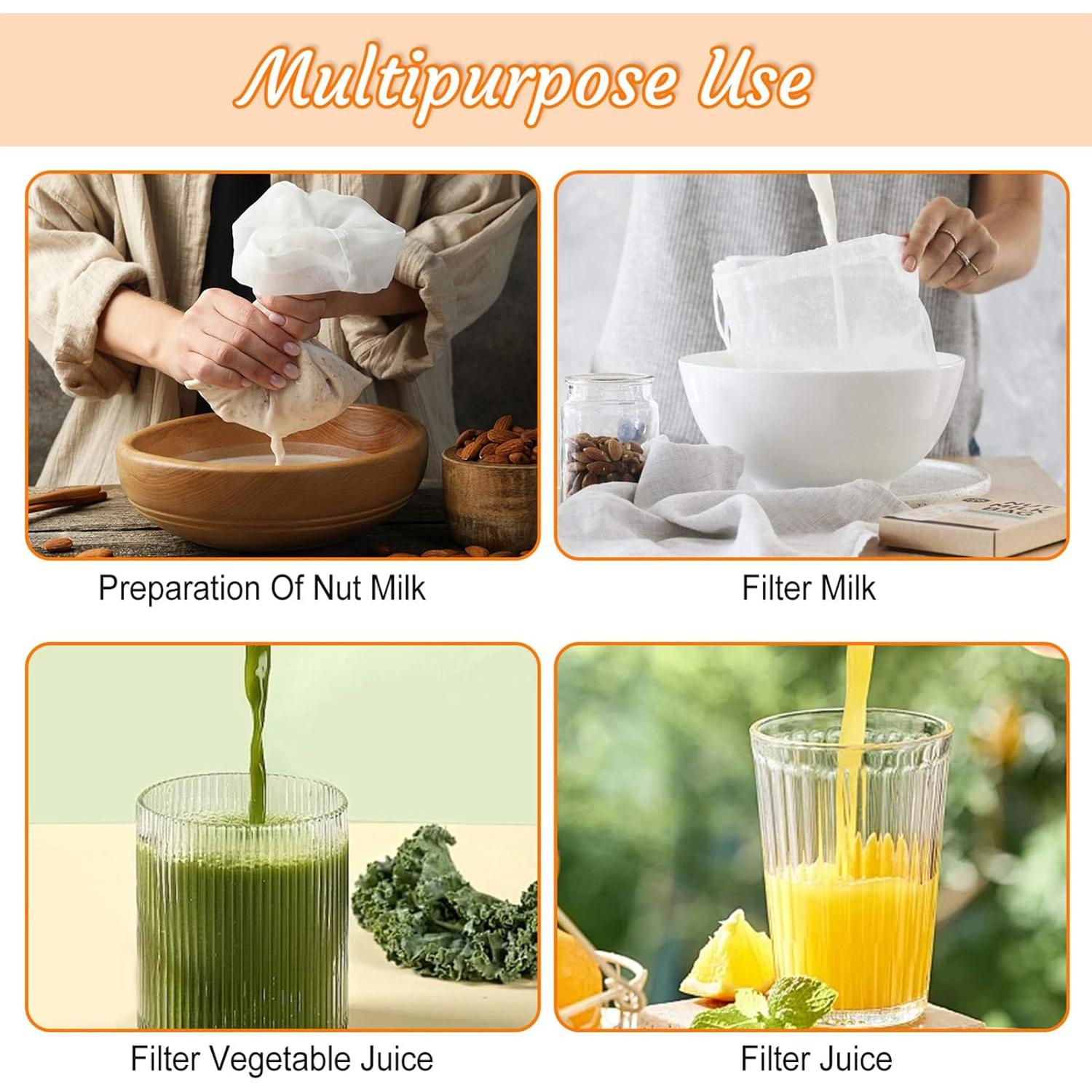 Bolsas de Tela Reutilizables Dizaolive para Filtrar Alimentos - 3 Piezas