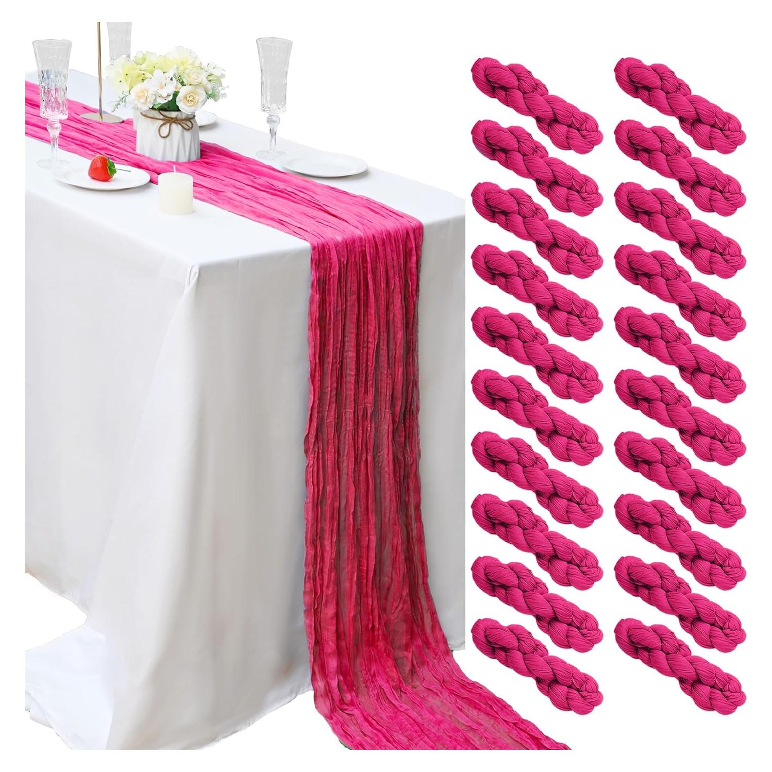 20 Corredores de Mesa de Gasa Rosa Fucsia 58.5x300 cm