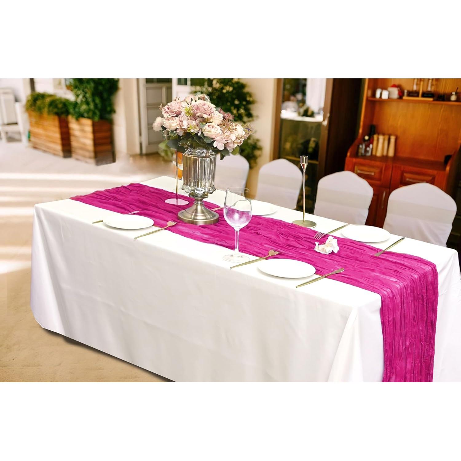 20 Corredores de Mesa de Gasa Rosa Fucsia 58.5x300 cm