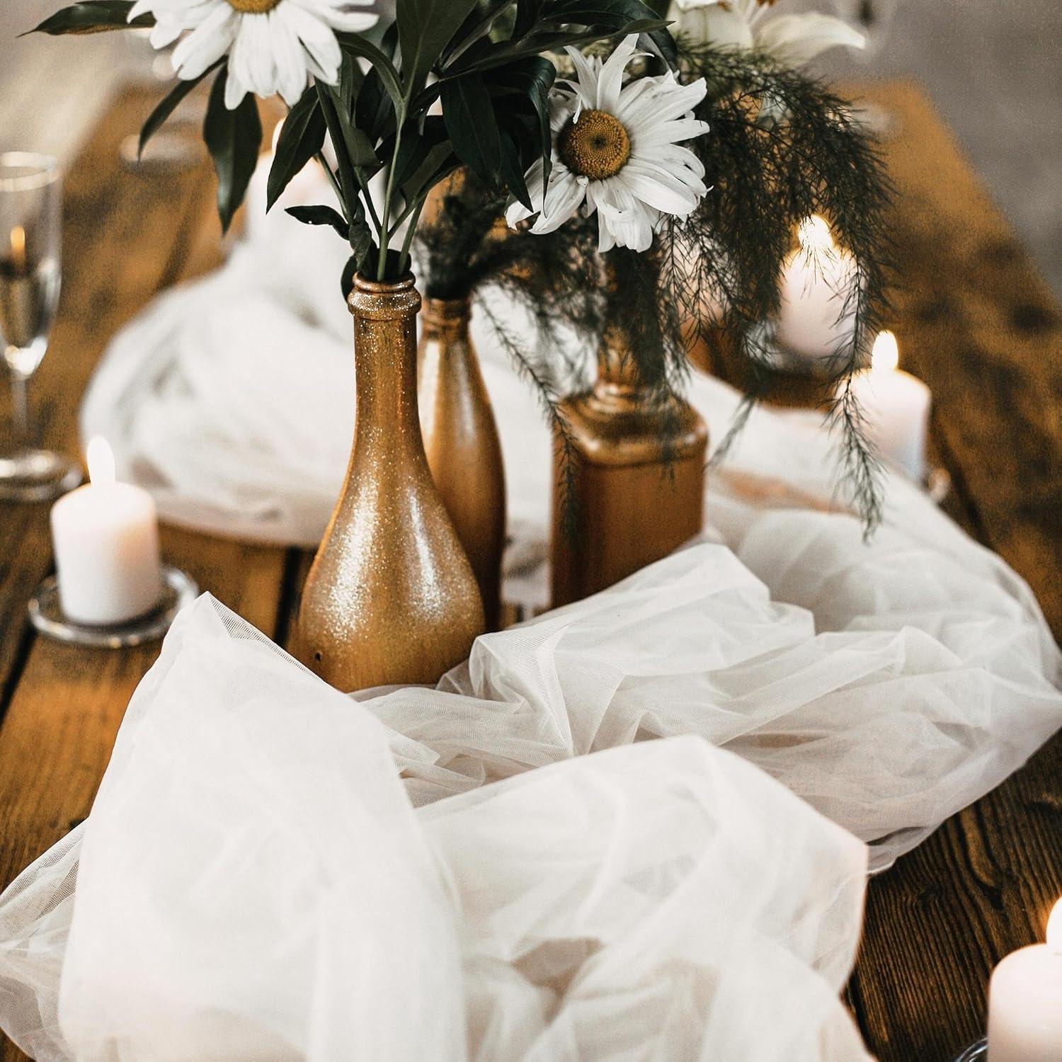 Caminito de Mesa de Tela de Queso HimBen 304.8x88.9 cm Blanco