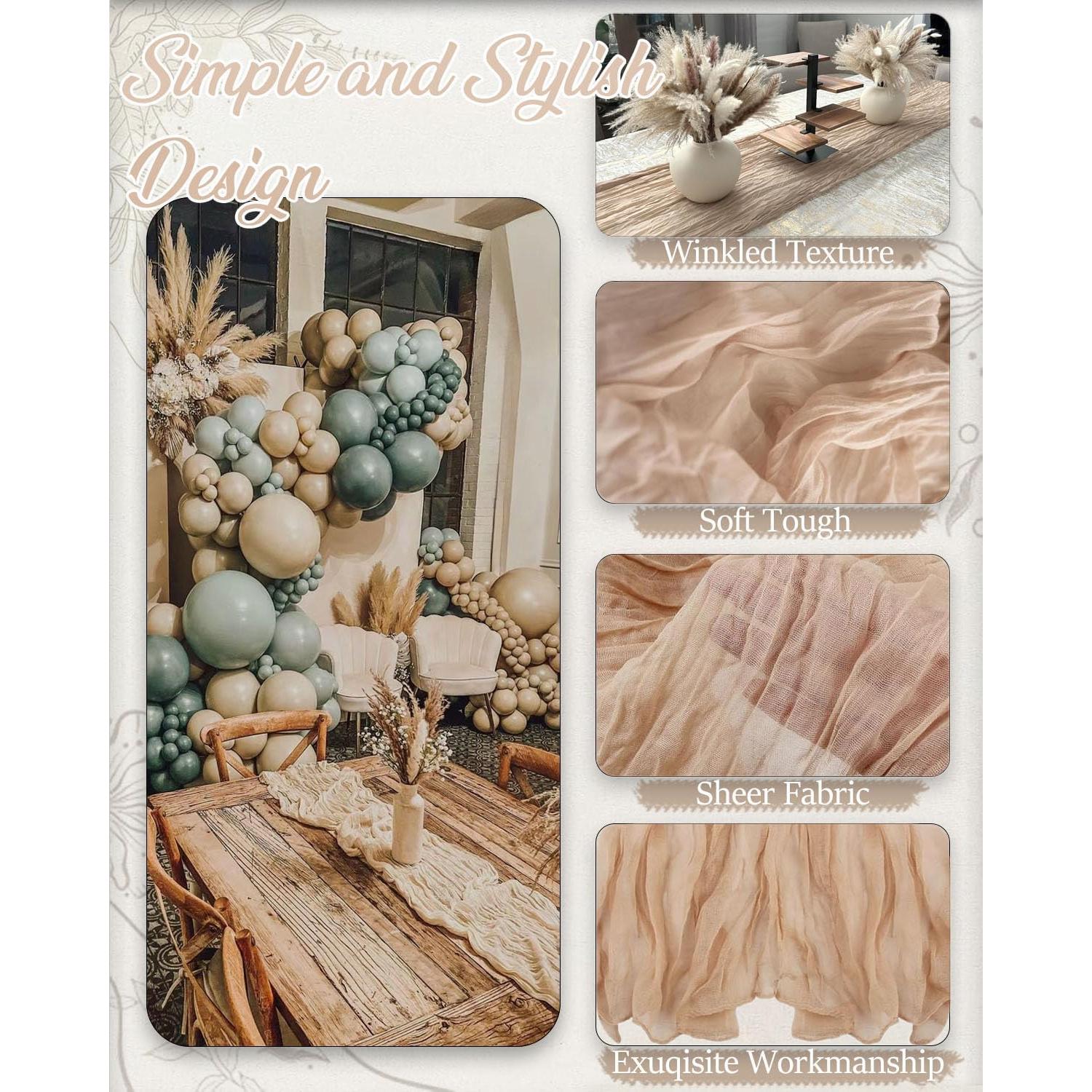 Corredor de Mesa de Gasa Beige 304.8 cm x 88.9 cm 1 Pcs