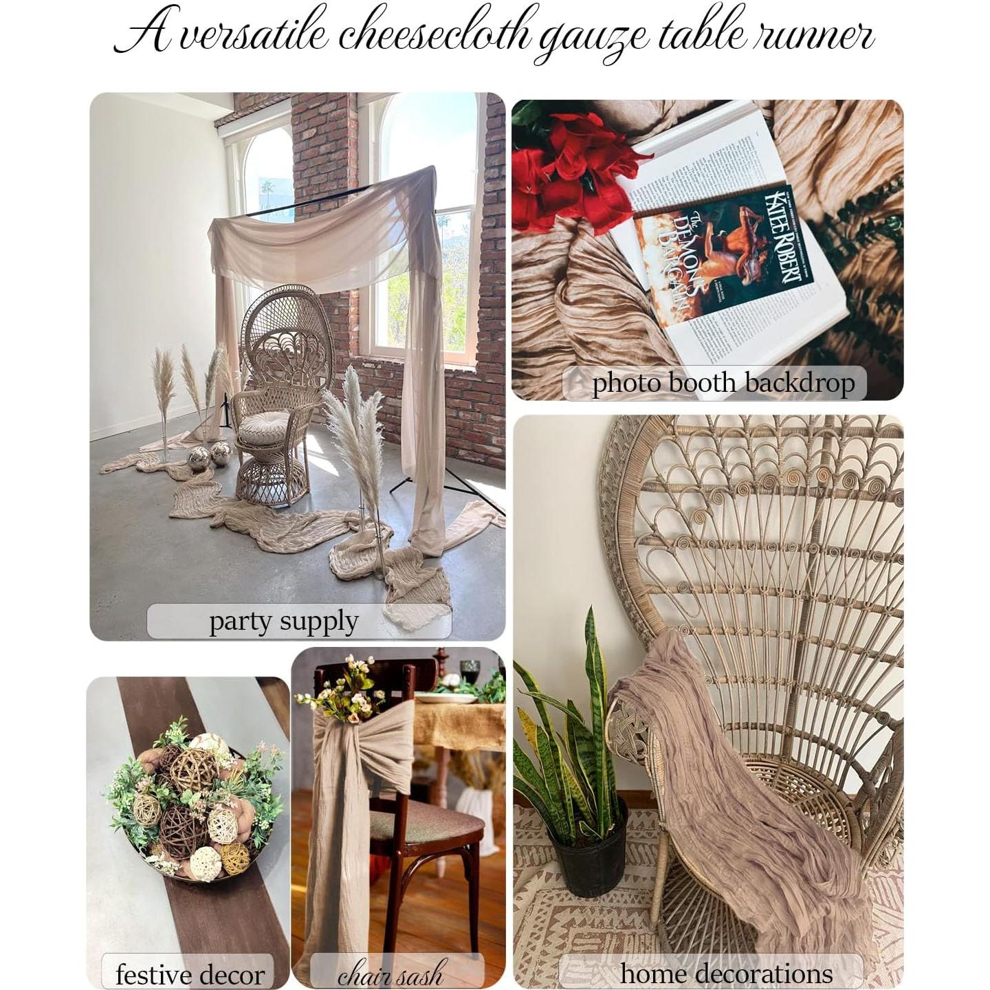 Corredor de Mesa de Gasa Beige 304.8 cm x 88.9 cm 1 Pcs