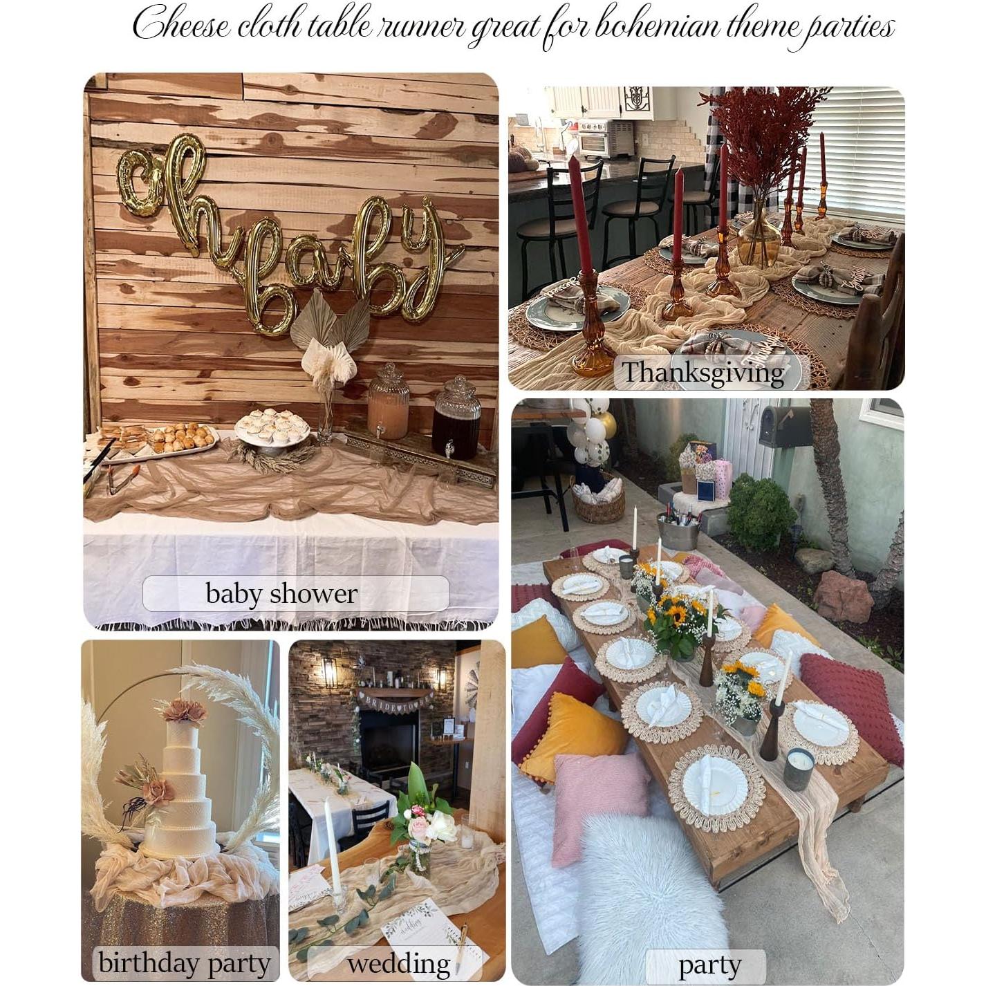 Corredor de Mesa de Gasa Beige 304.8 cm x 88.9 cm 1 Pcs