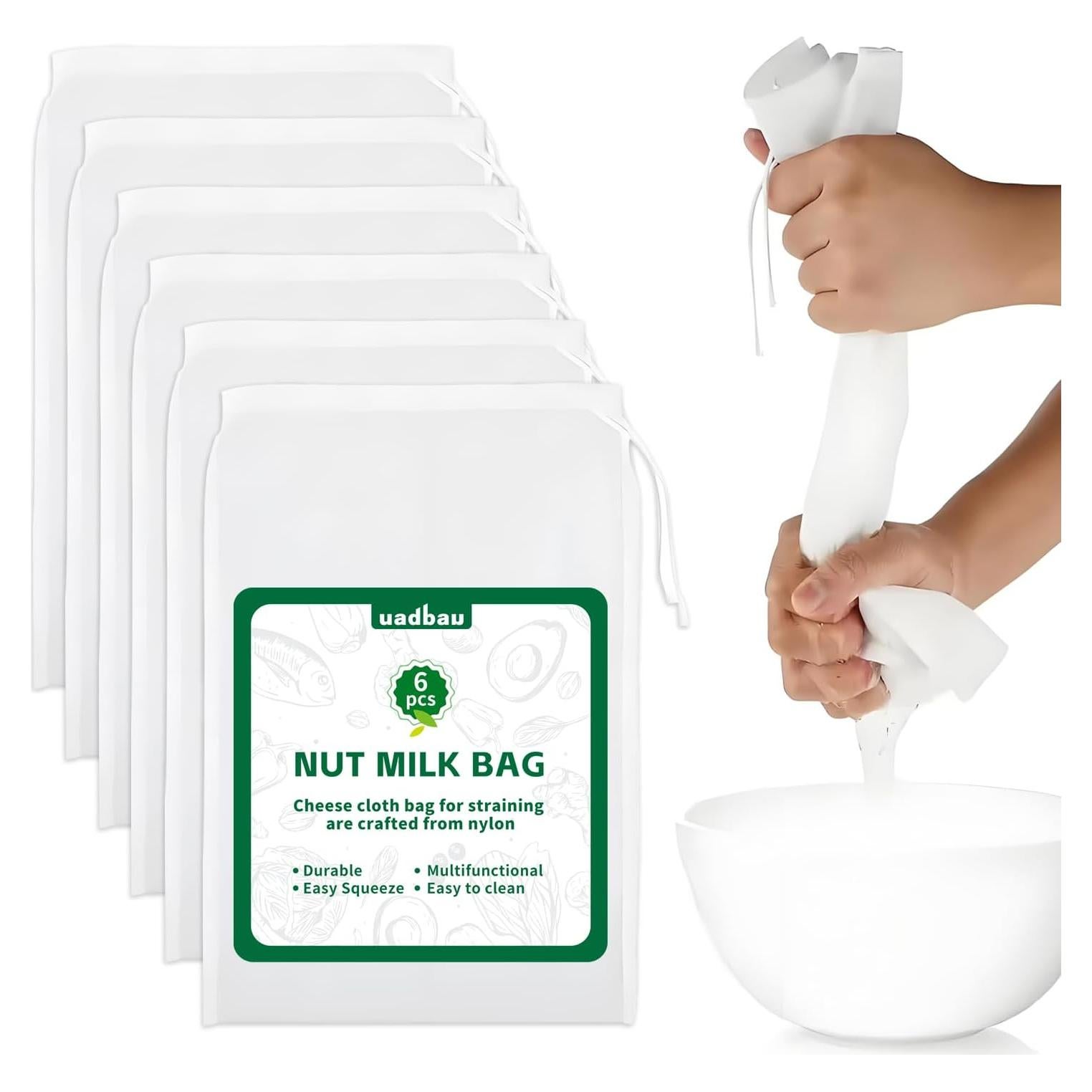 6 Piezas Bolsa de Leche de Nueces 30x20cm Nylon Reutilizable