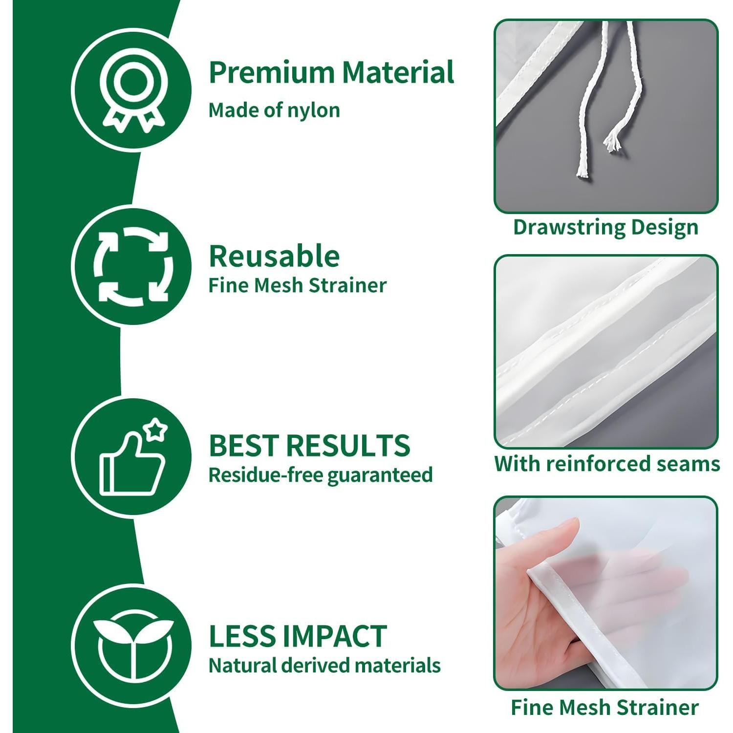 6 Piezas Bolsa de Leche de Nueces 30x20cm Nylon Reutilizable