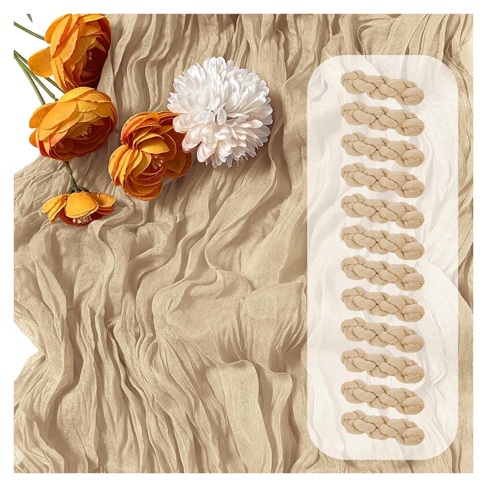 Caminos de Mesa de Gasa Beige FANTEKE 12 Piezas 43x274 cm