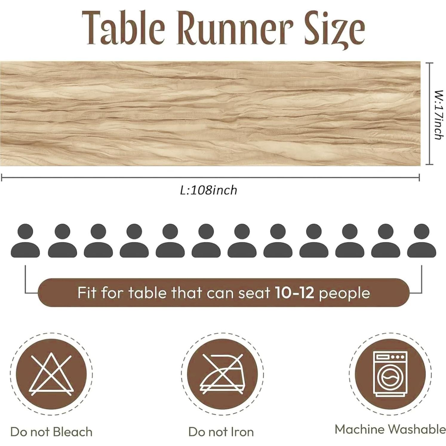 Caminos de Mesa de Gasa Beige FANTEKE 12 Piezas 43x274 cm