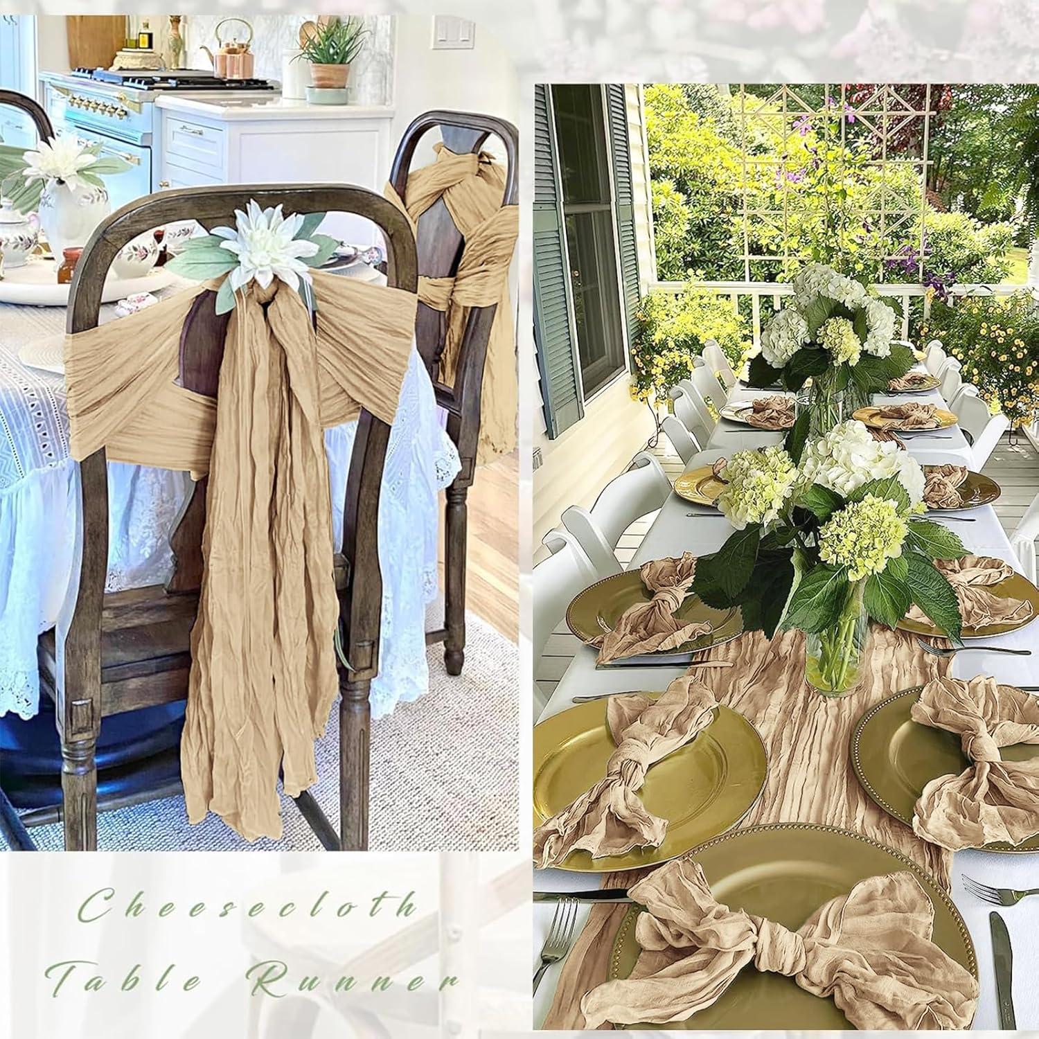 Caminos de Mesa de Gasa Beige FANTEKE 12 Piezas 43x274 cm