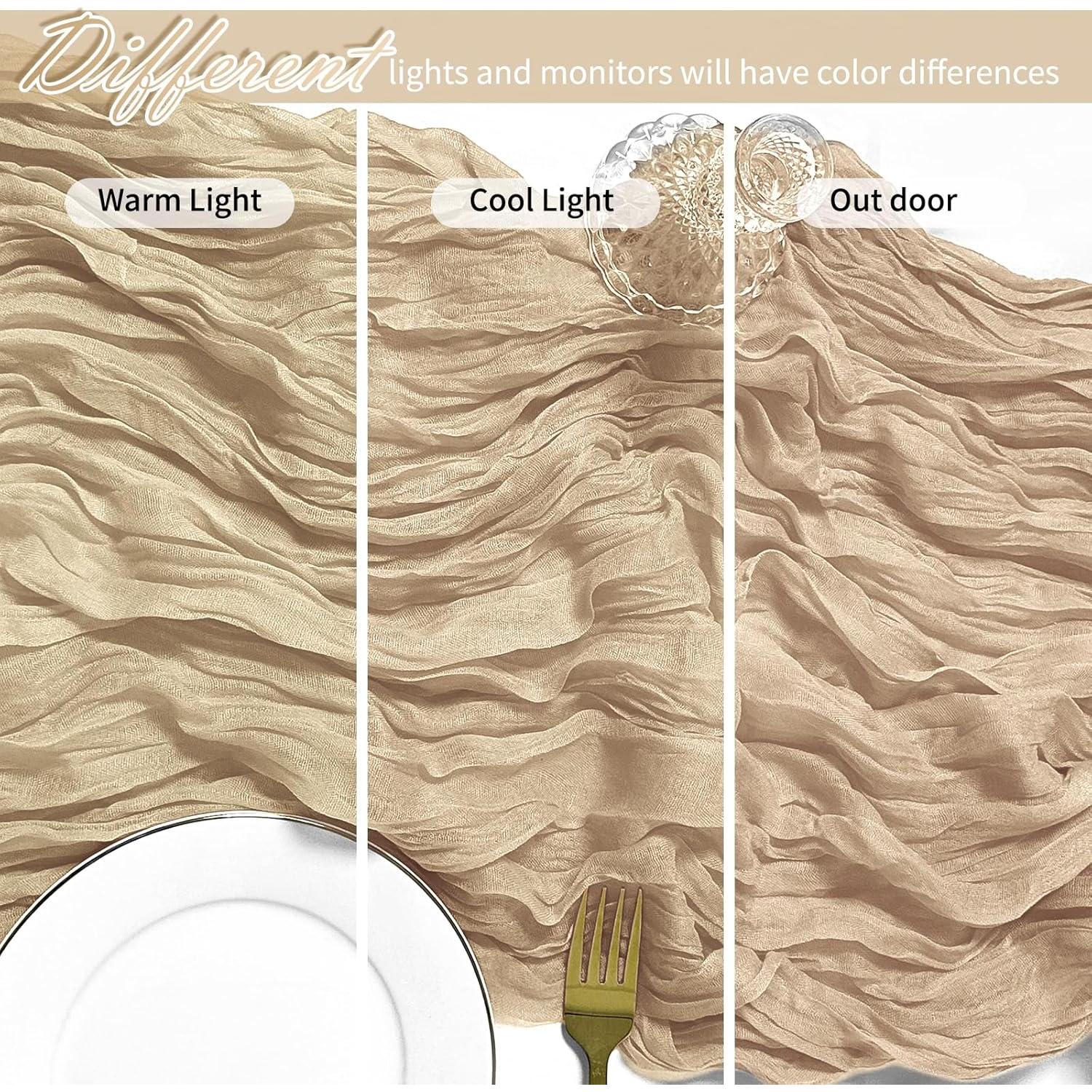 Caminos de Mesa de Gasa Beige FANTEKE 12 Piezas 43x274 cm