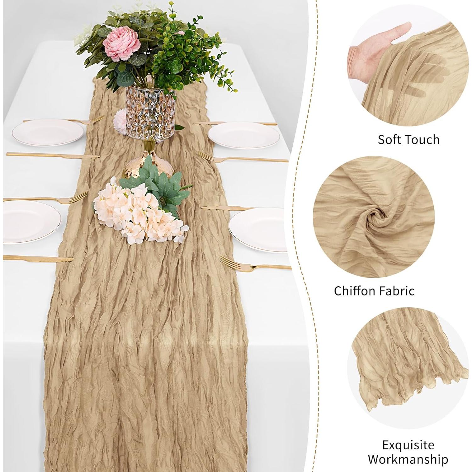 Caminos de Mesa de Gasa Beige FANTEKE 12 Piezas 43x274 cm