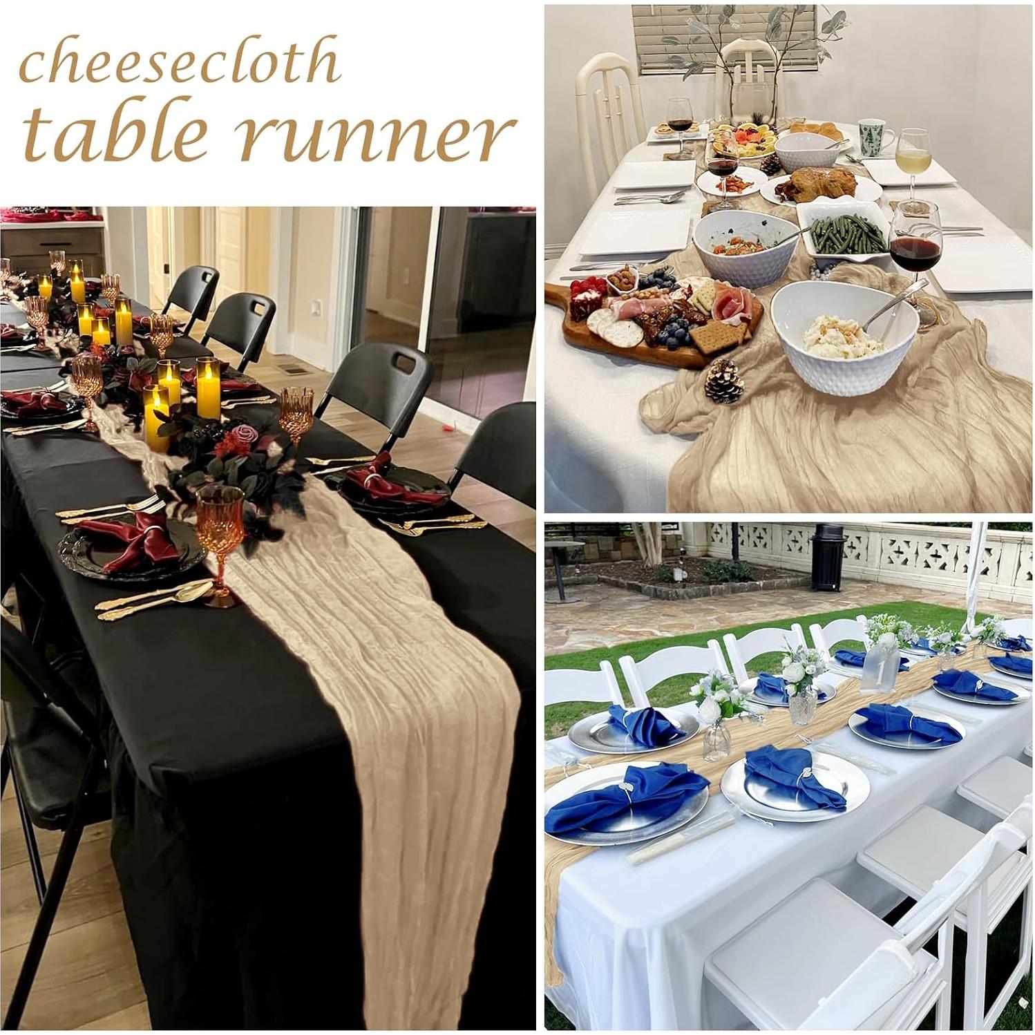 Caminos de Mesa de Gasa Beige FANTEKE 12 Piezas 43x274 cm