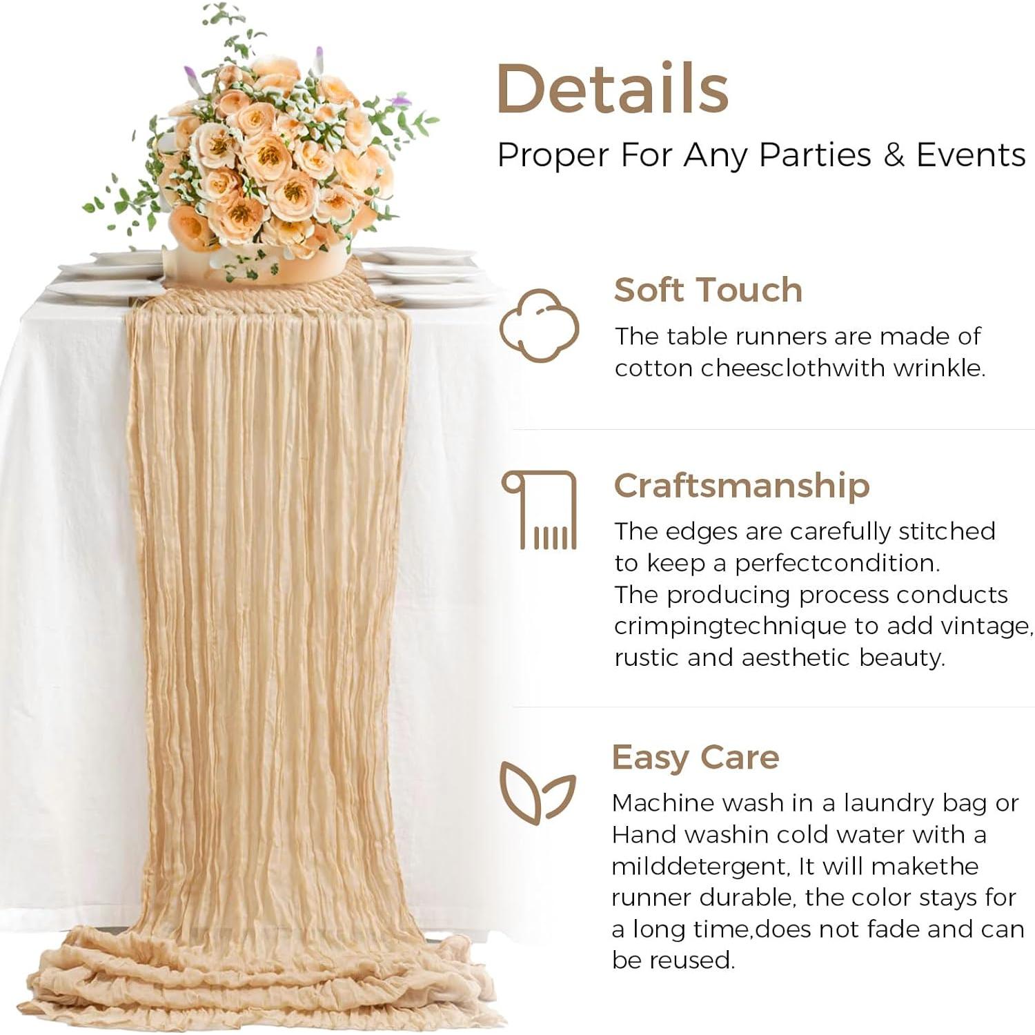 Paquete de 12 Caminos de Mesa de Gasa Beige 89x305 cm