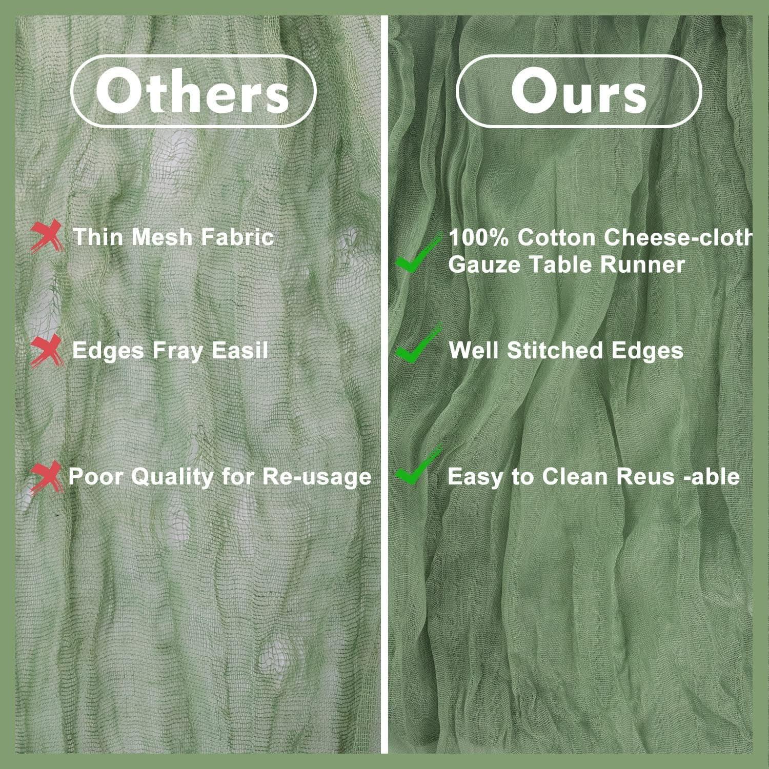 Paquete de 10 Caminos de Mesa de Gasa Verde Salvia 89x305 cm