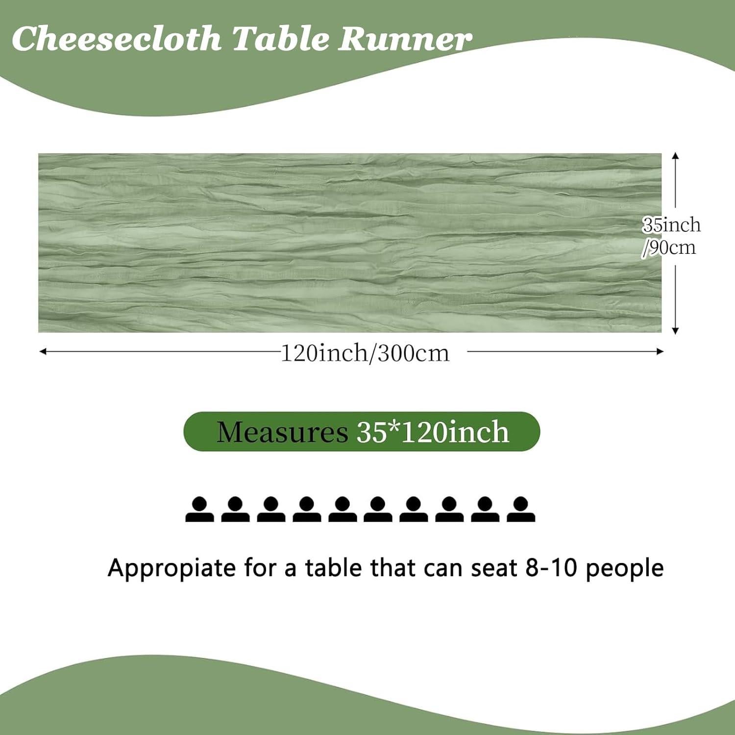Paquete de 10 Caminos de Mesa de Gasa Verde Salvia 89x305 cm