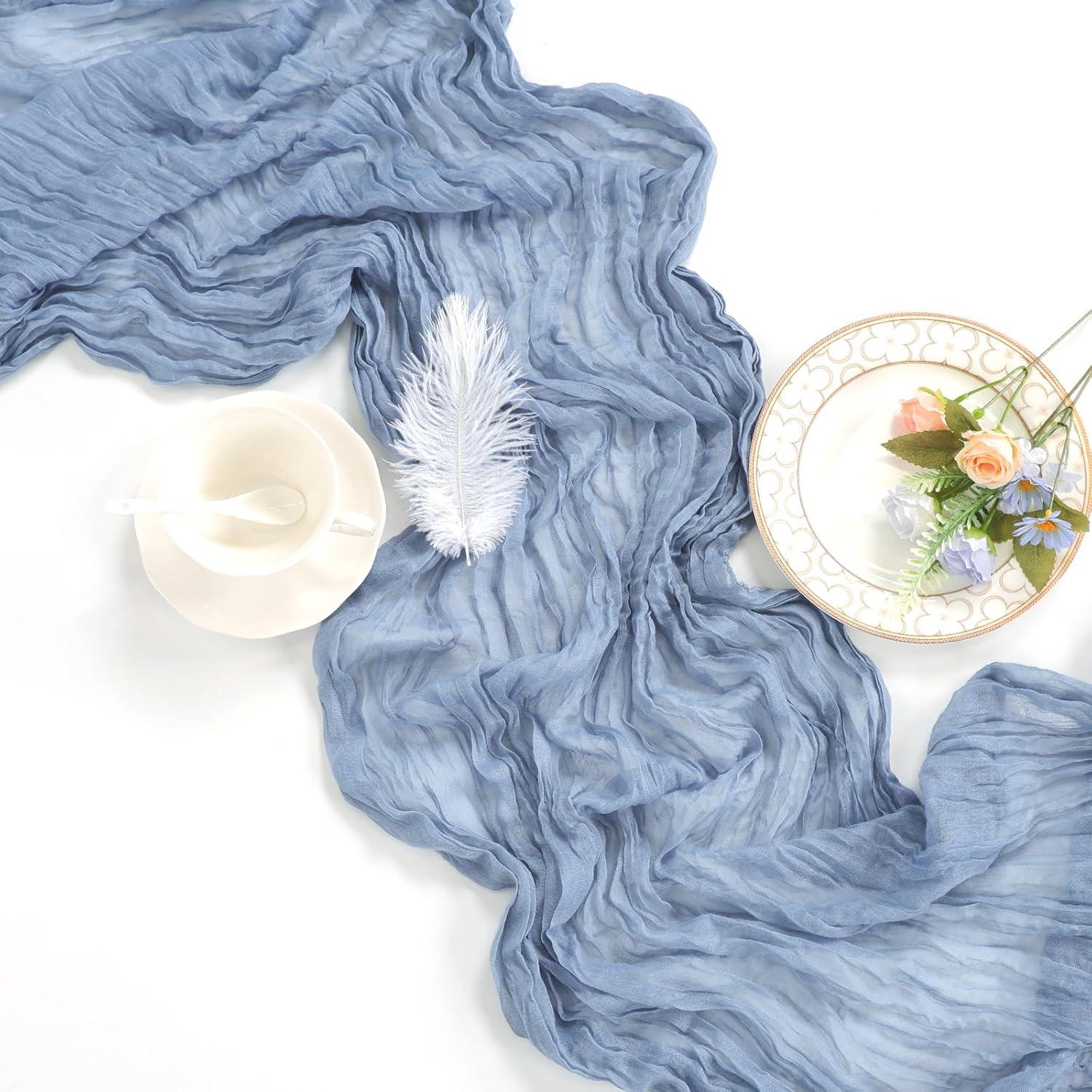 Paquete de 6 Caminos de Mesa Azul Polvoriento 89x305 cm Gasa