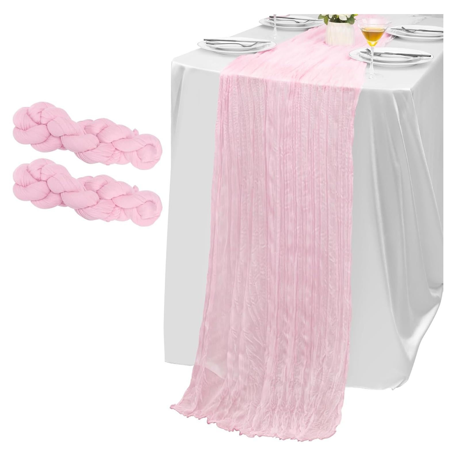 Paquete de 2 Caminos de Mesa de Gasa Rosa Claro 305x89 cm