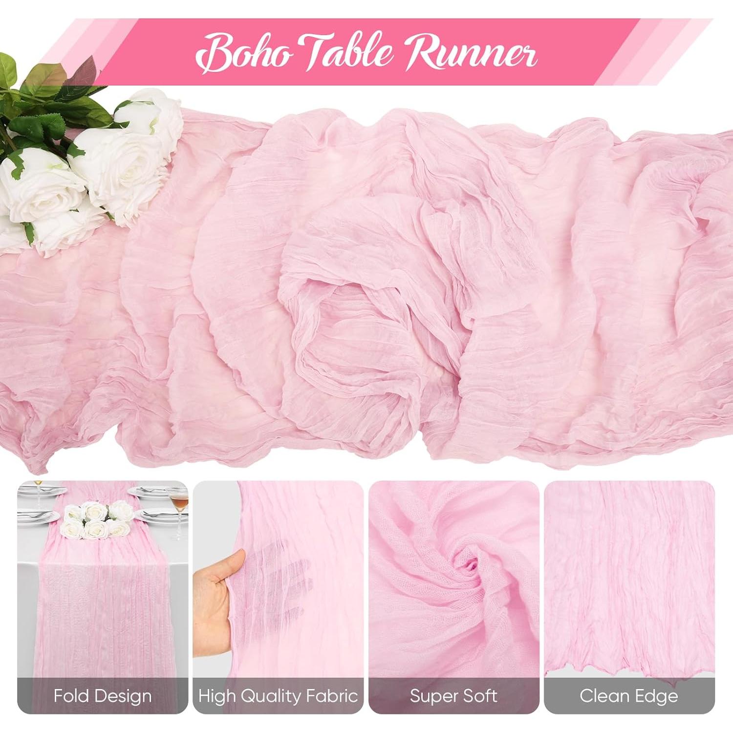 Paquete de 2 Caminos de Mesa de Gasa Rosa Claro 305x89 cm