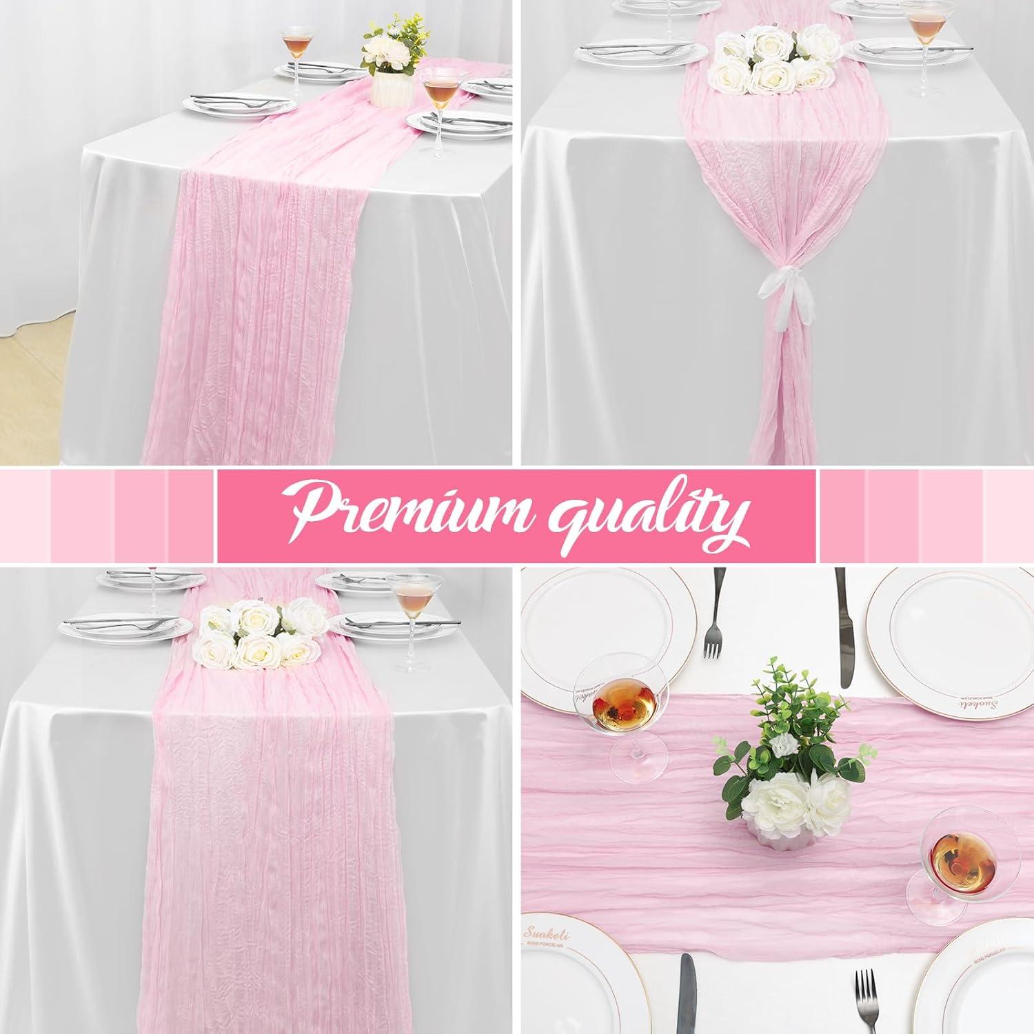 Paquete de 2 Caminos de Mesa de Gasa Rosa Claro 305x89 cm