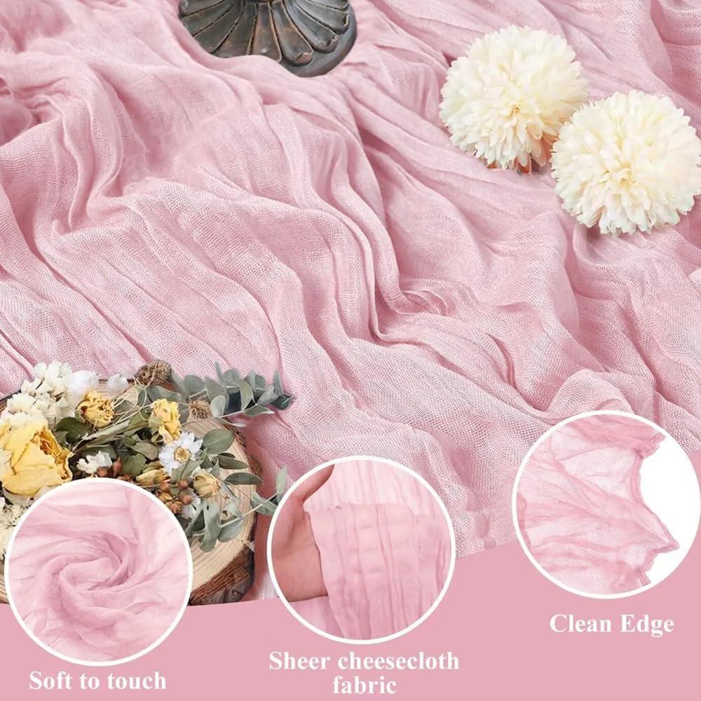 Paquete de 6 Caminos de Mesa de Gasa Rosa Claro 90x300 cm