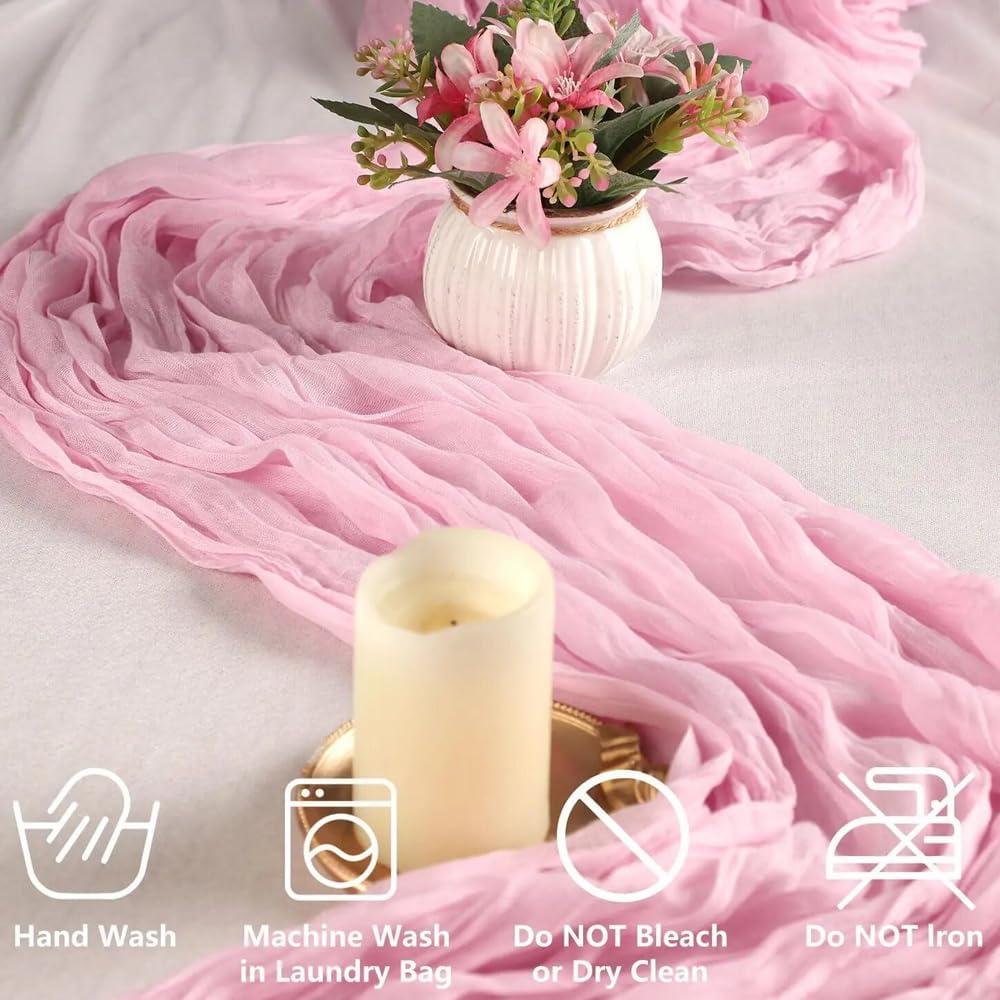 Paquete de 6 Caminos de Mesa de Gasa Rosa Claro 90x300 cm