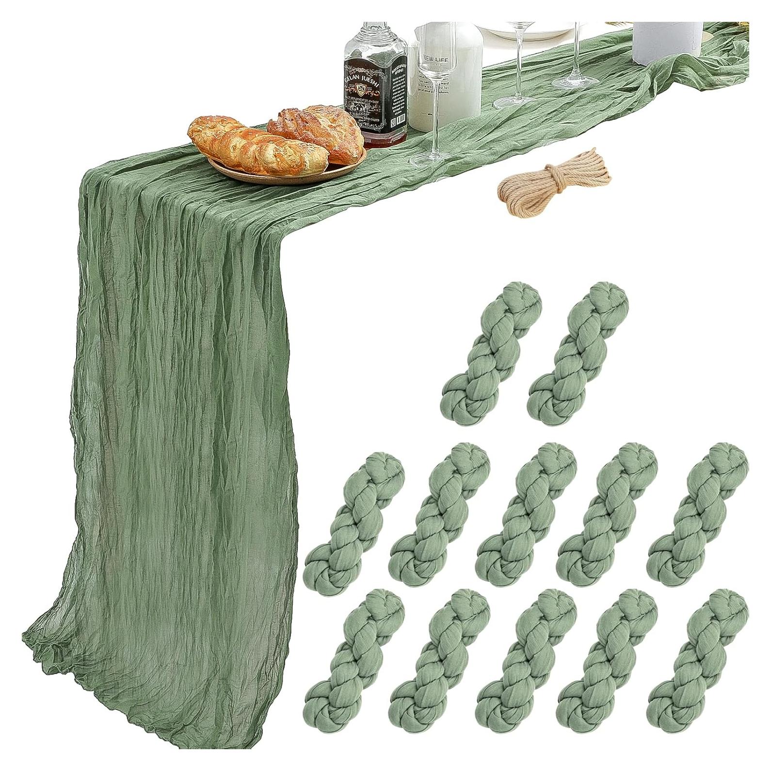 12 Corredores de Mesa de Gasa Verde Salvia 88.9x304.8 cm