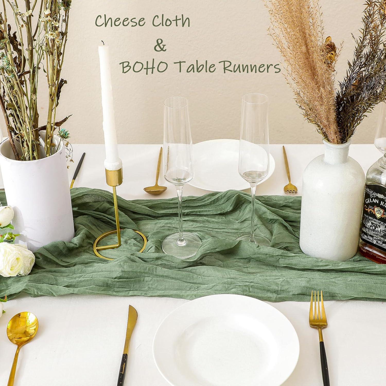 12 Corredores de Mesa de Gasa Verde Salvia 88.9x304.8 cm