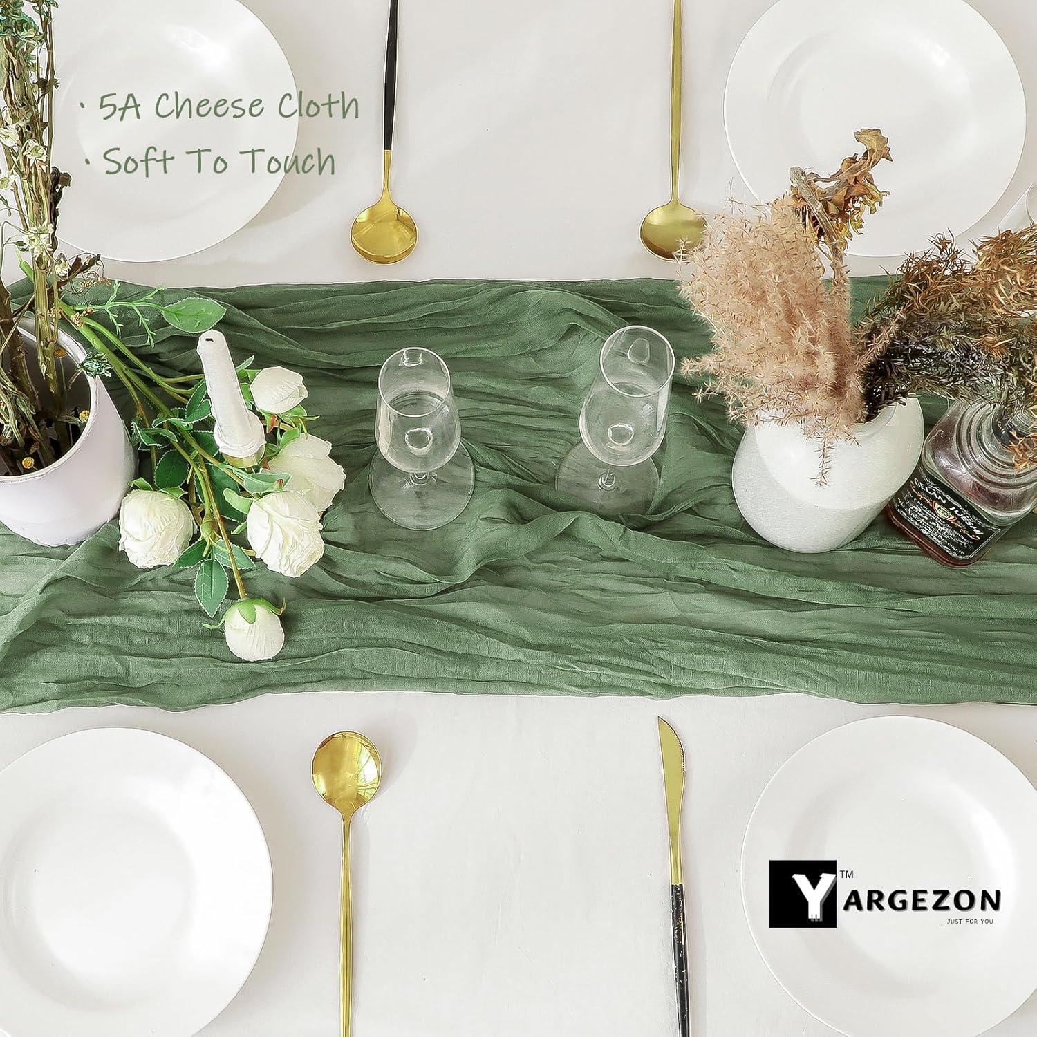 12 Corredores de Mesa de Gasa Verde Salvia 88.9x304.8 cm