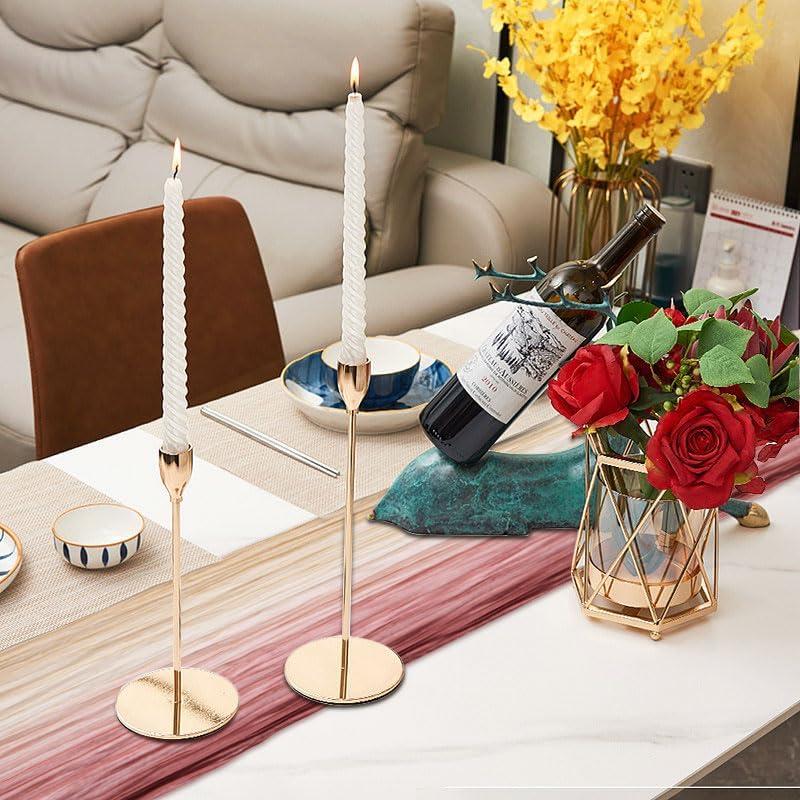 Camino de Mesa de Gasa XJJDCB 120 cm Gradiente Beige y Rosa - 6 Pzas