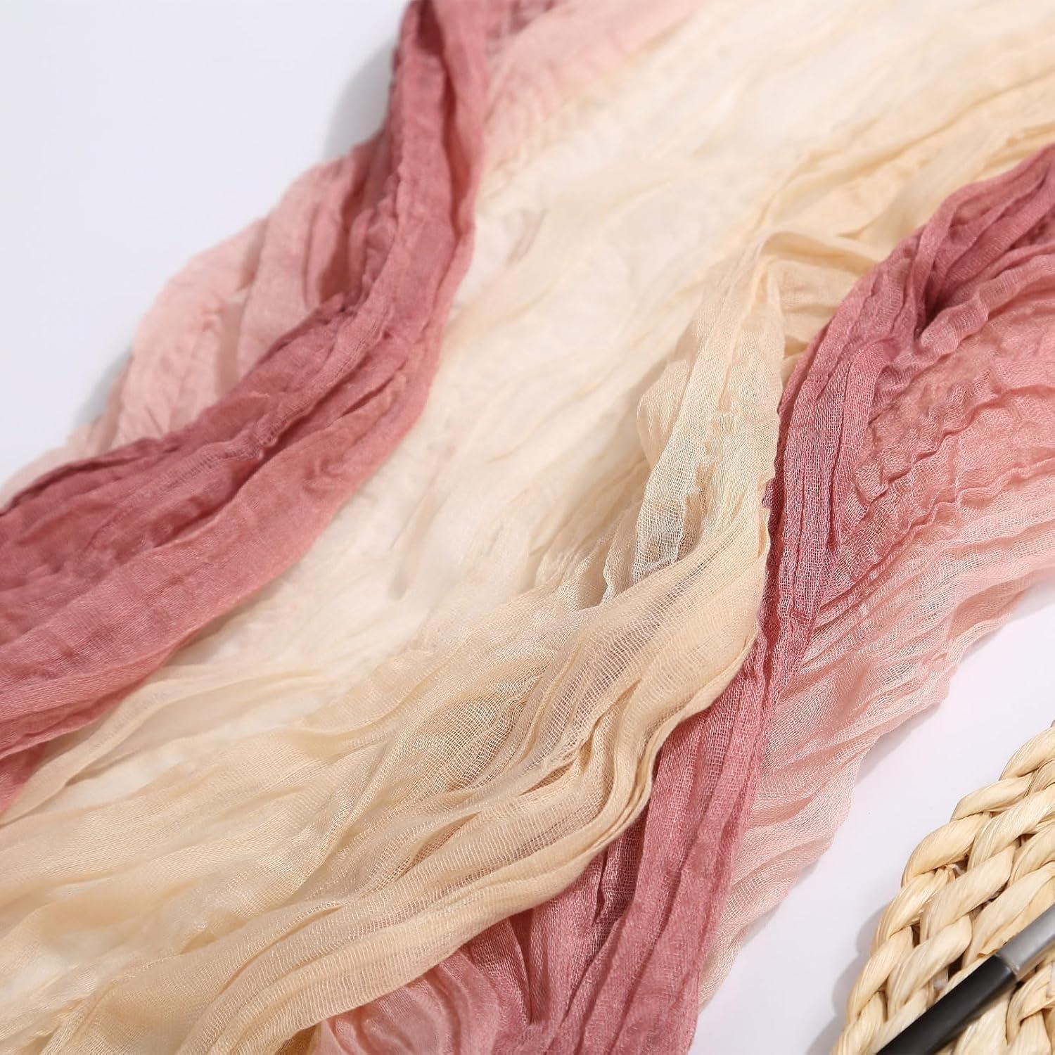 Camino de Mesa de Gasa XJJDCB 120 cm Gradiente Beige y Rosa - 6 Pzas
