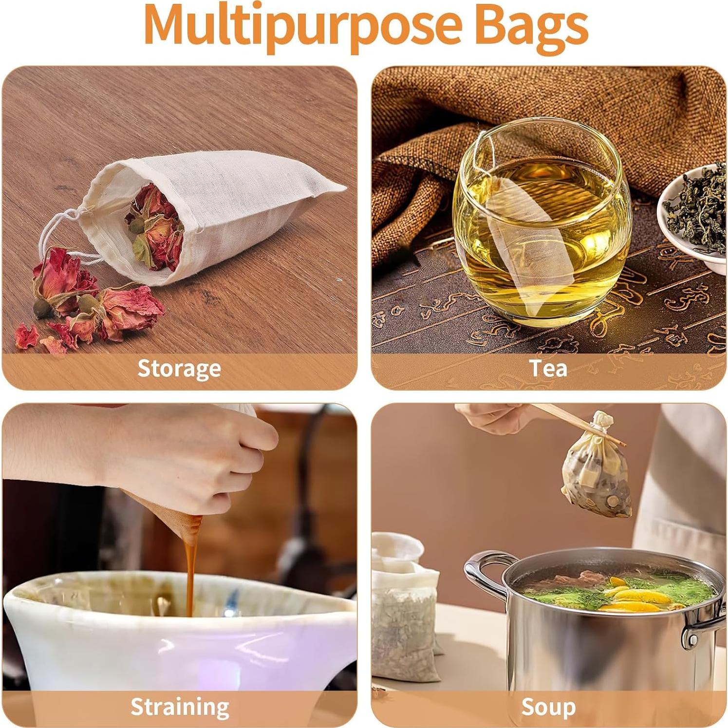 60 Bolsas de Muselina Natural Hoiny 10x7.6 cm para Especias