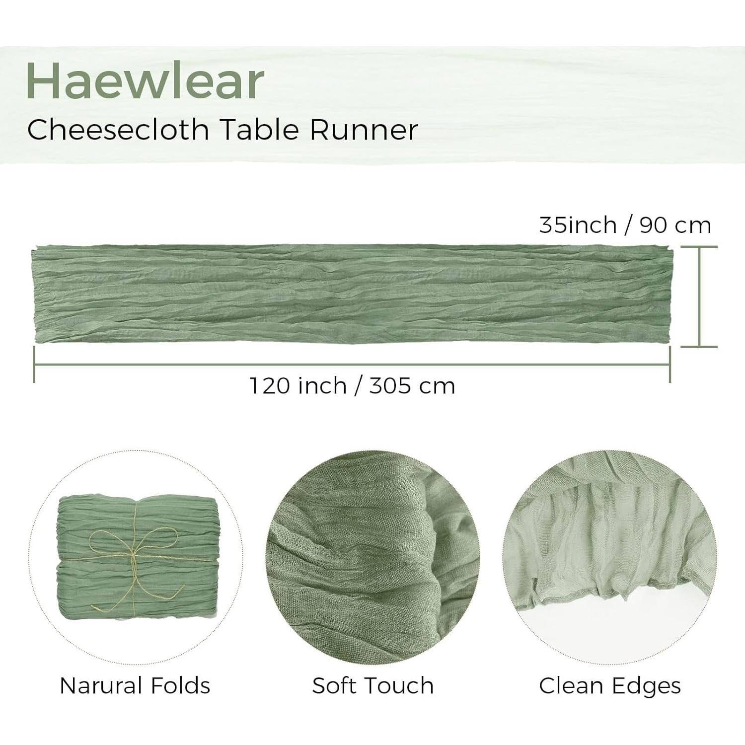 Corredor de Mesa de Gasa Verde Salvia 3m con 10 Servilletas PlatolPro