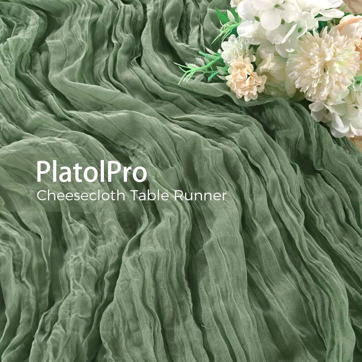Corredor de Mesa de Gasa Verde Salvia 3m con 10 Servilletas PlatolPro
