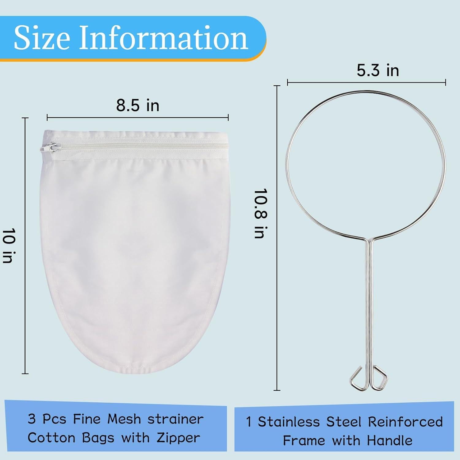 Colador de Malla Fina NbutWynee con 3 Bolsas Reutilizables