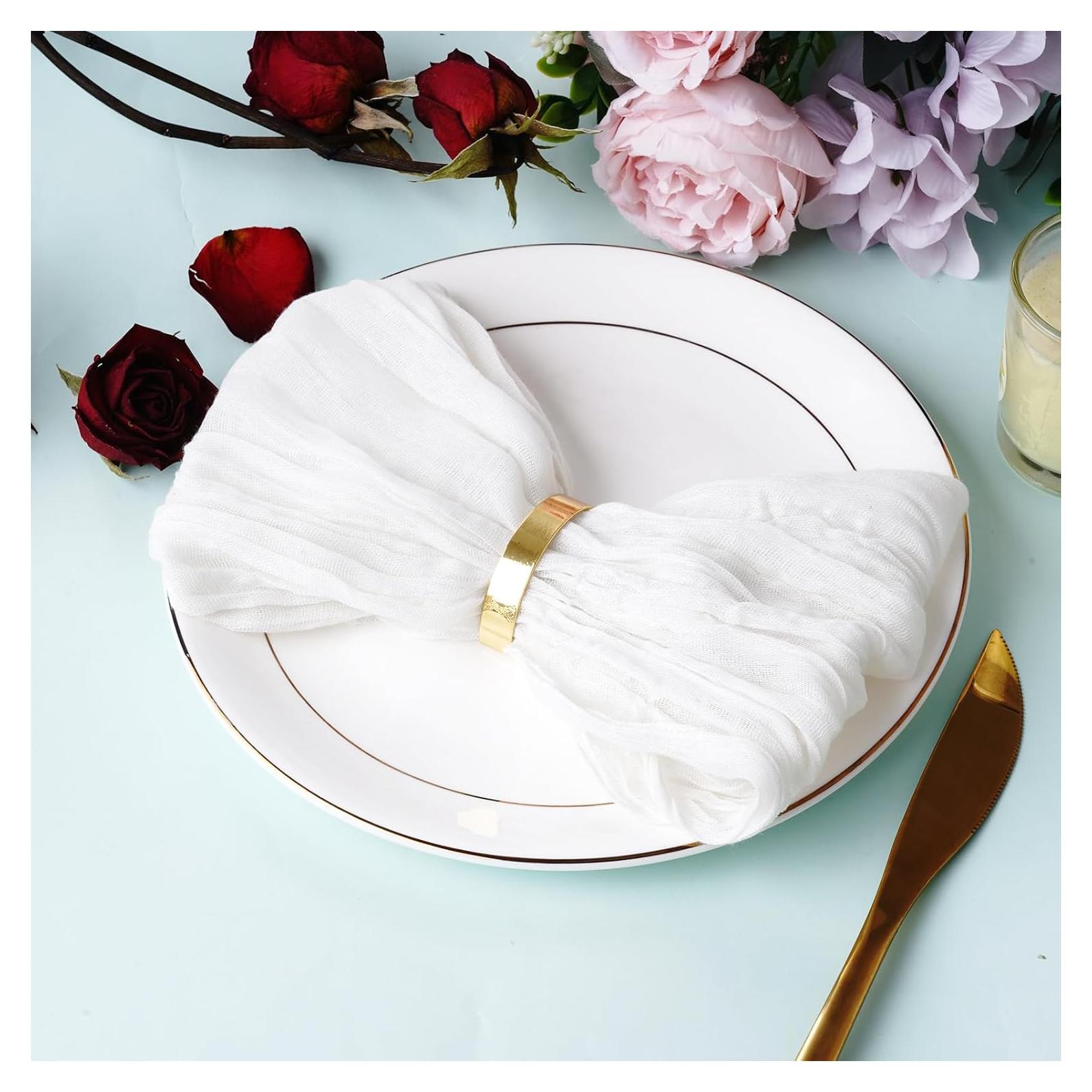 Juego de 12 Servilletas de Gasa Nydotd 50x50 cm Rústicas Blancas